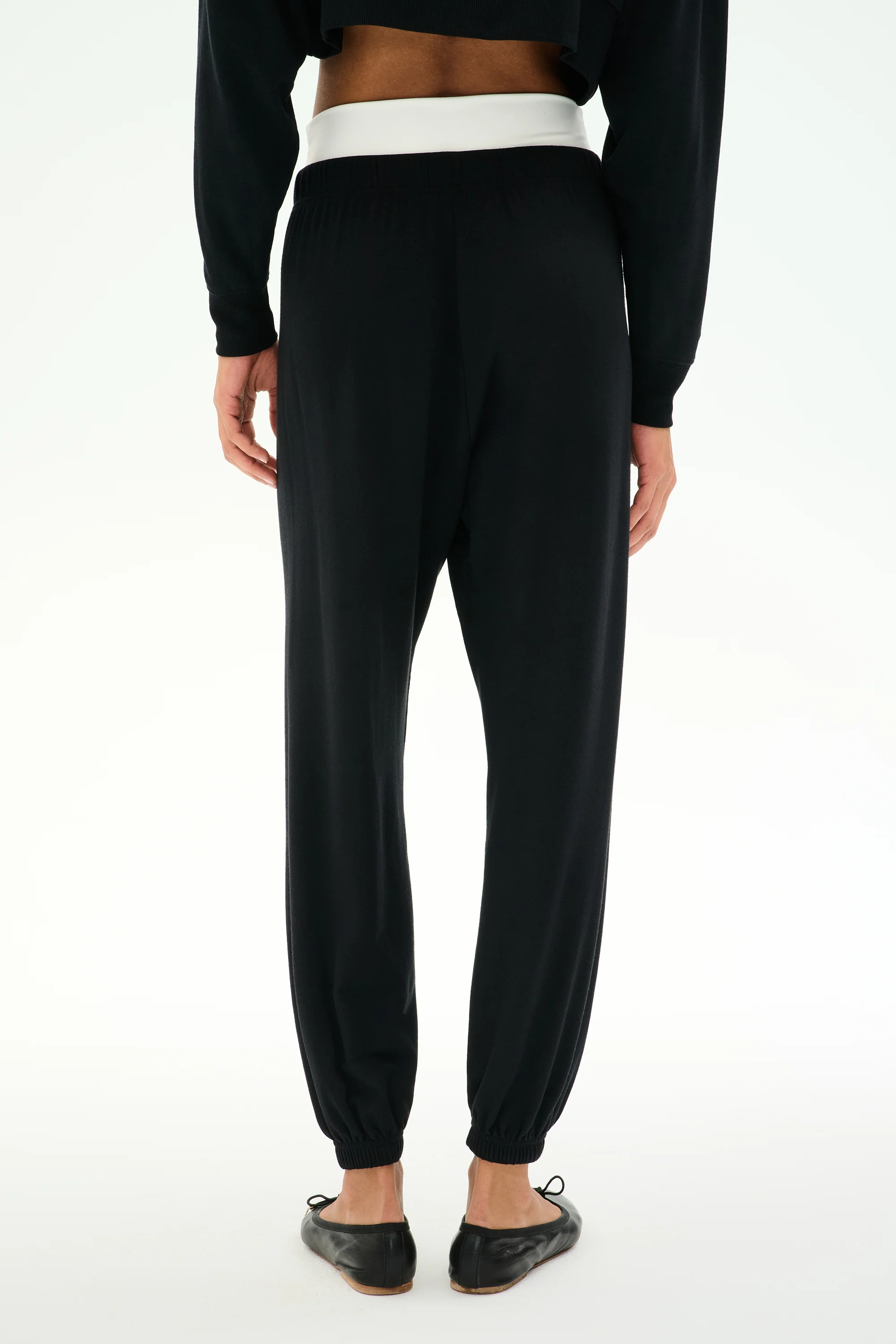 Andie Dual Waist Sweatpant - Black/White - Image 3