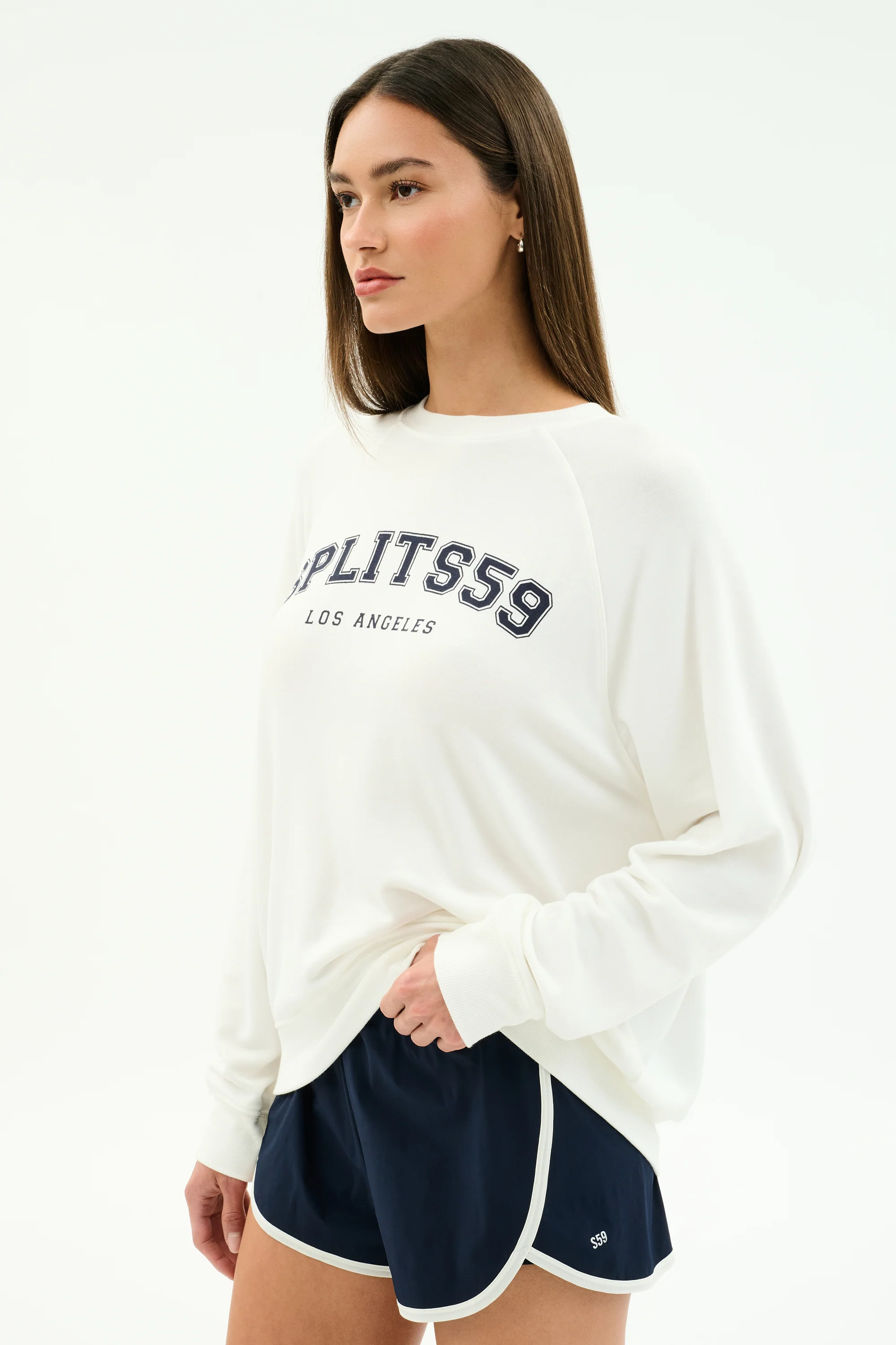 Andie Oversized Fleece Varsity Graphic Sweatshirt - White/Splits59 Los Angeles - Image 2