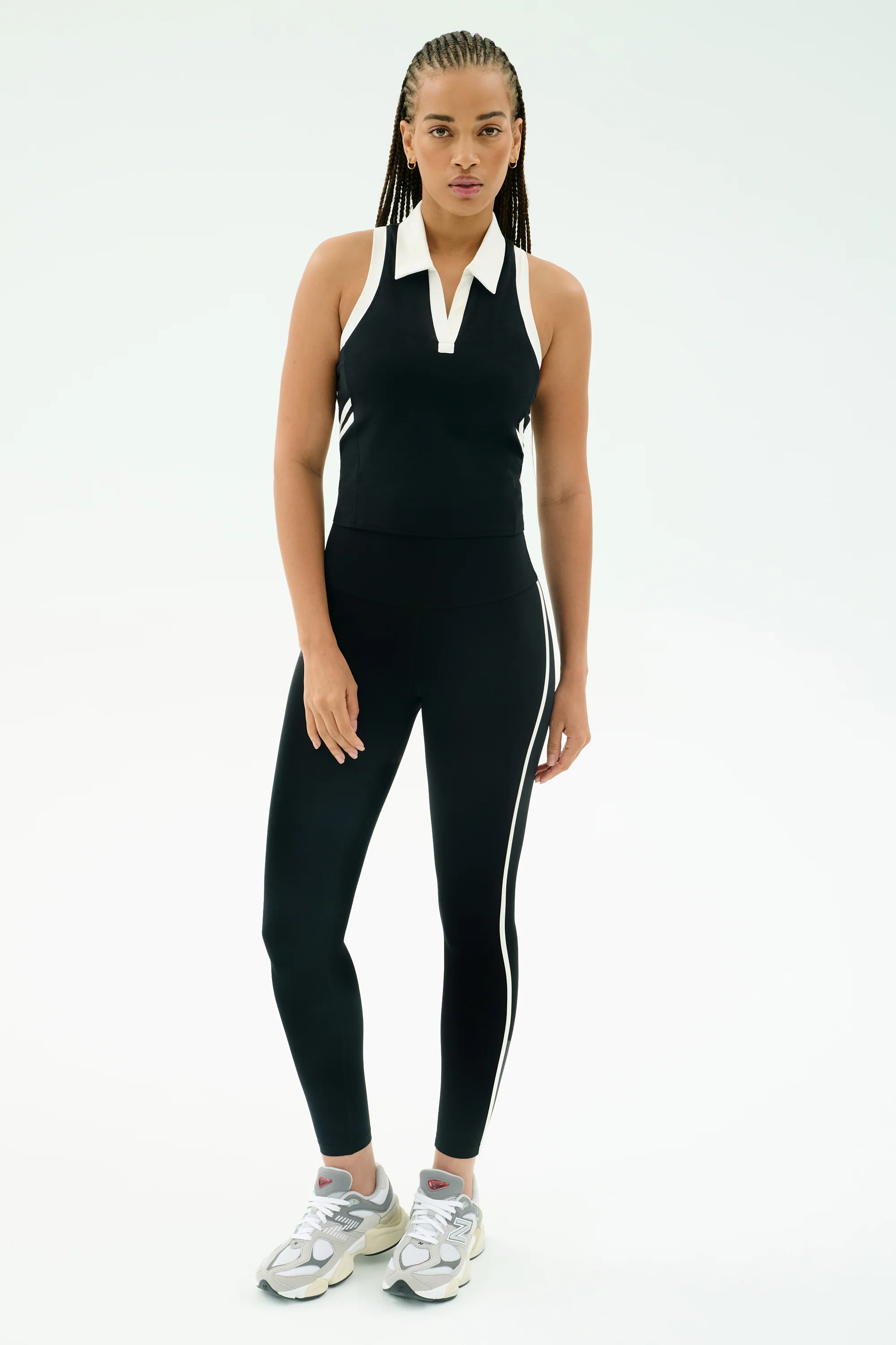Austin Airweight Crop Polo - Black/White - Image 4
