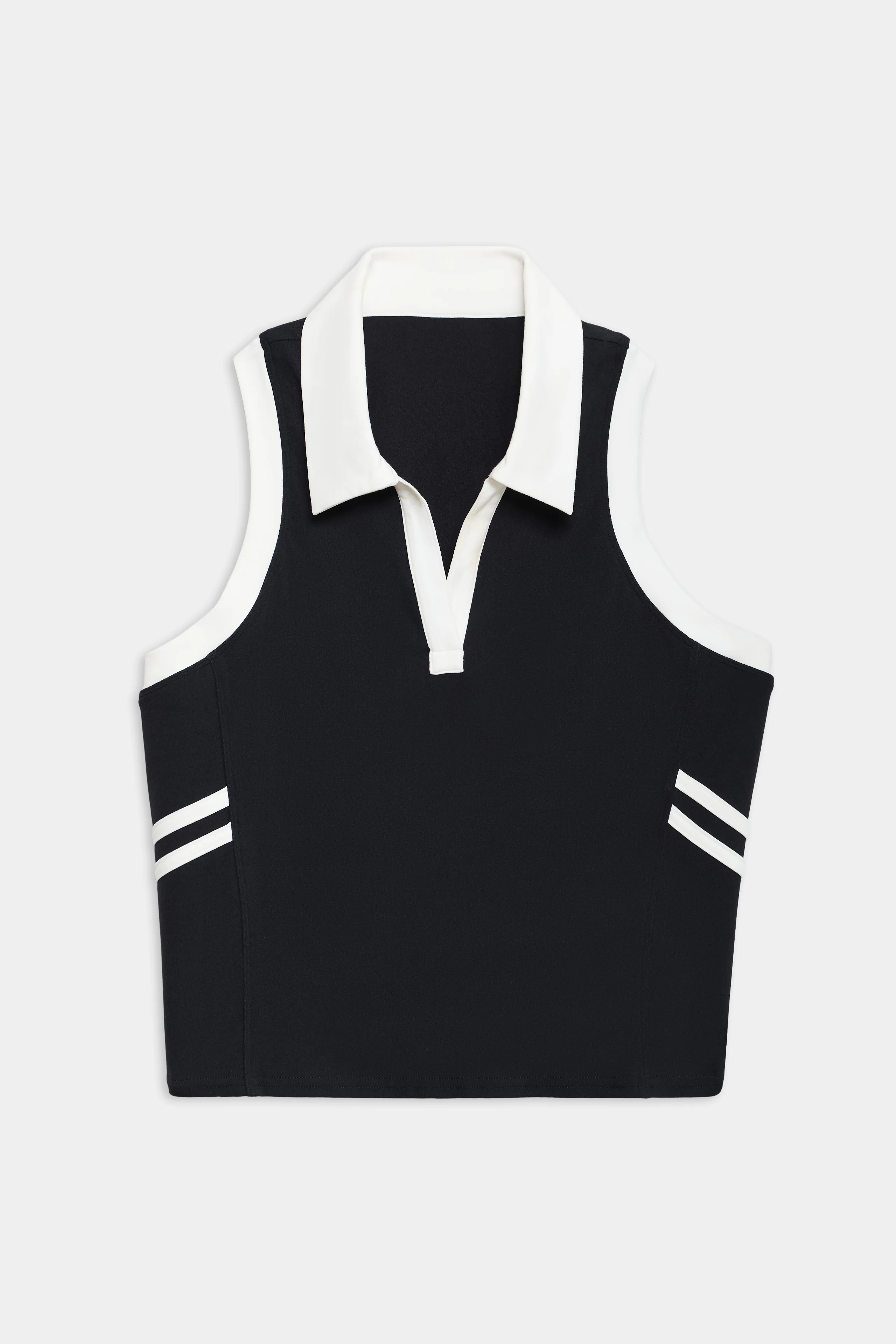 Austin Airweight Crop Polo - Black/White - Image 7