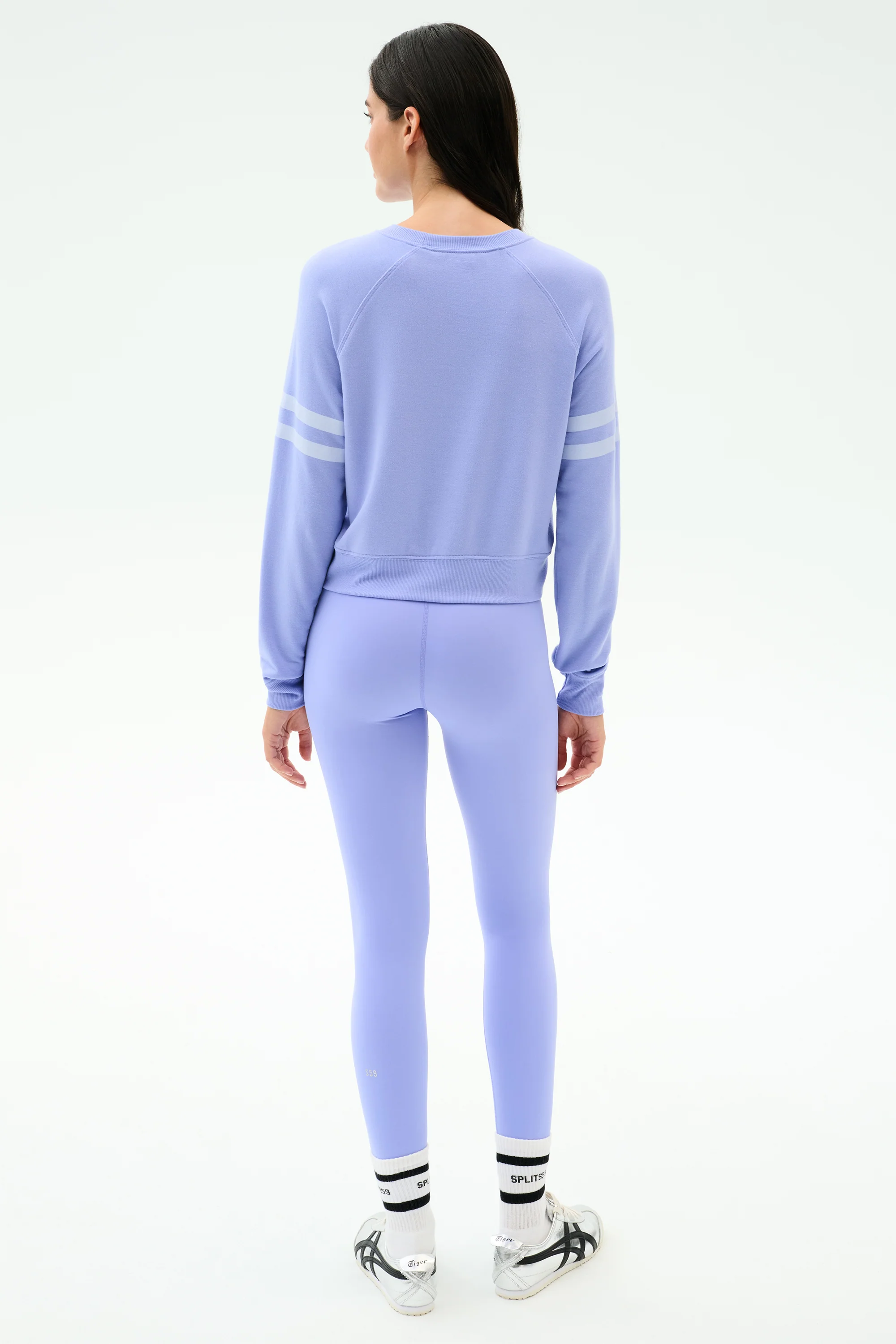 Brooks Stripe Fleece Sweatshirt - Purple Haze/White - Image 6