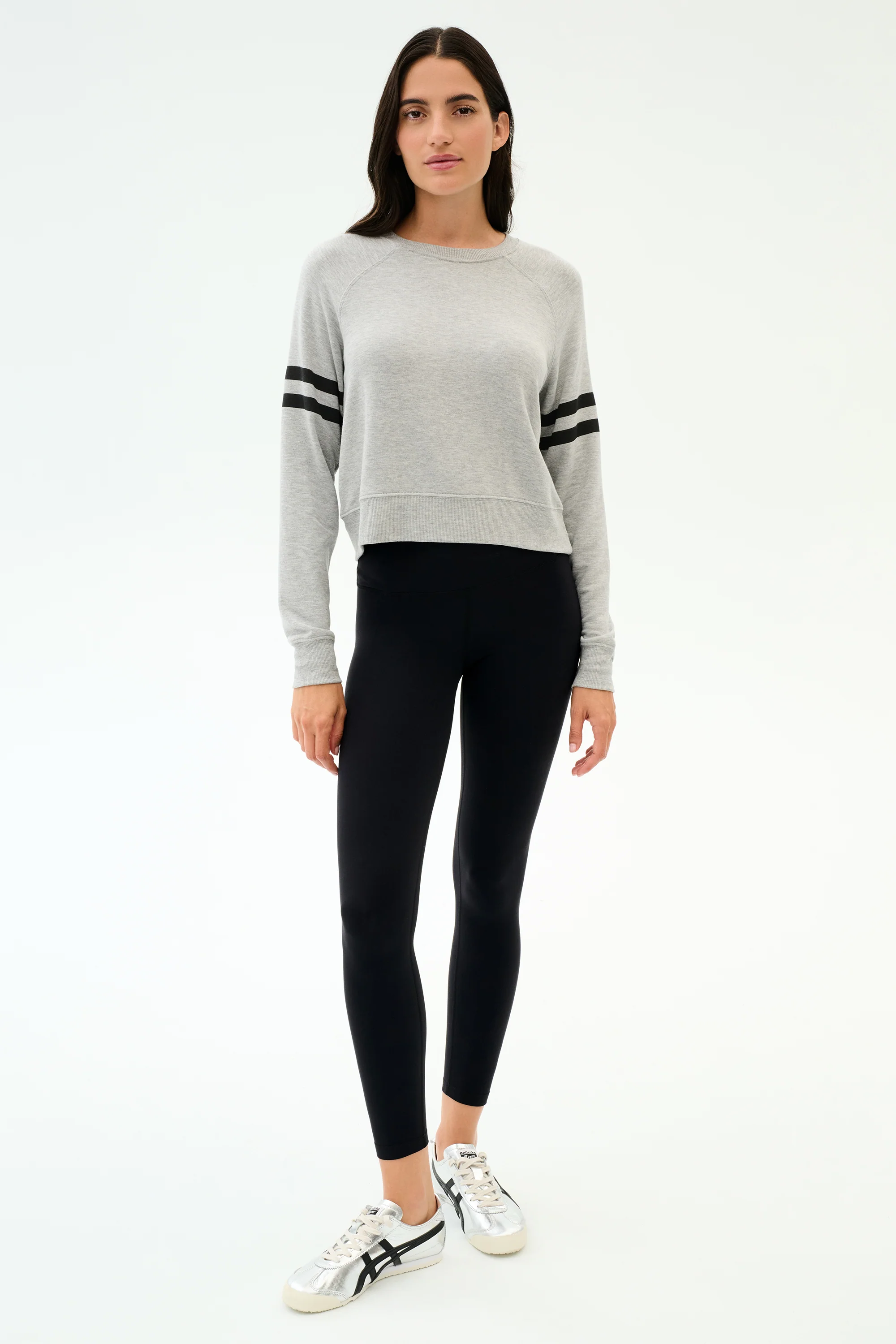 Brooks Stripe Fleece Sweatshirt - Heather Grey/Black - Image 4