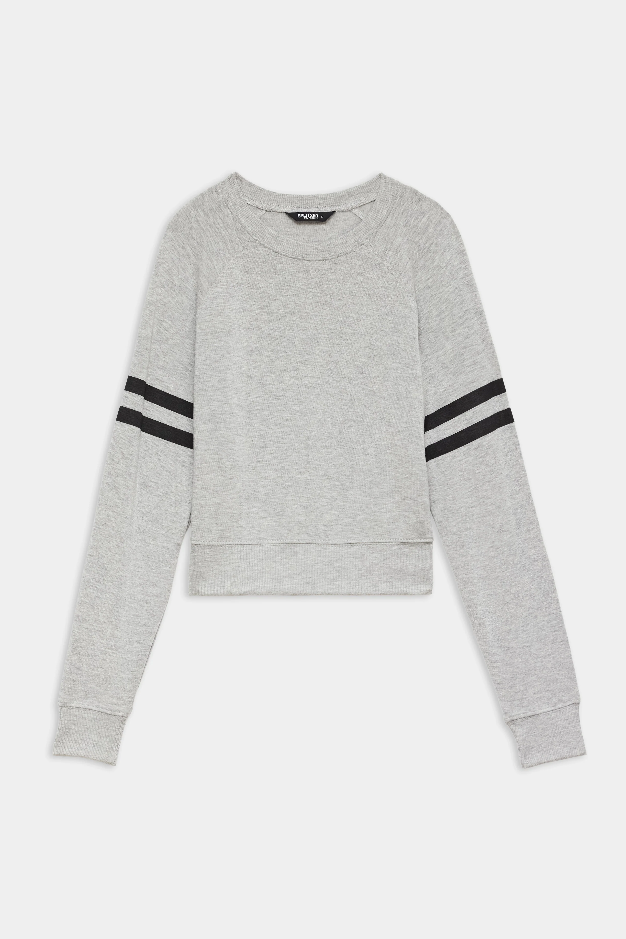 Brooks Stripe Fleece Sweatshirt - Heather Grey/Black - Image 7