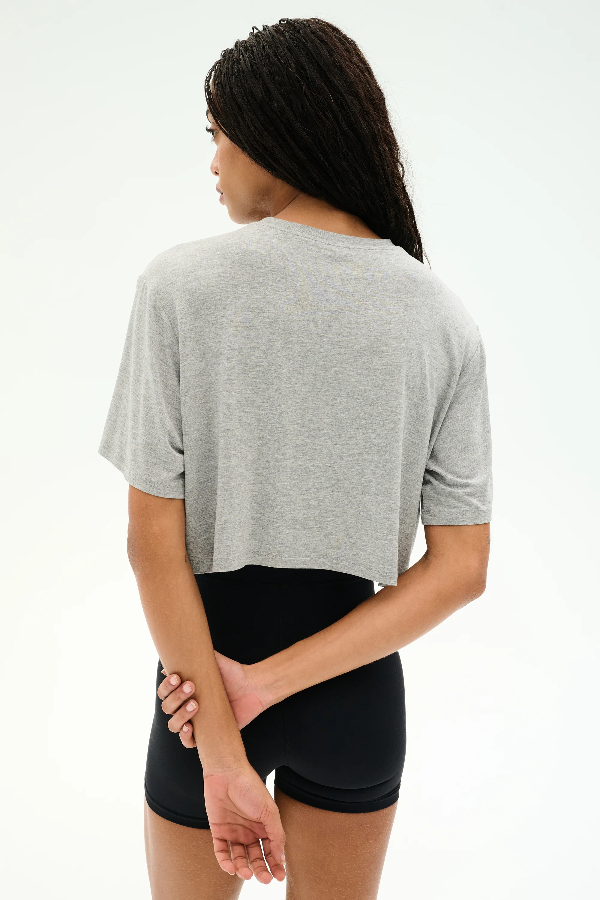 Djuna Oversized Crop Jersey Tee - Heather Grey - Image 3