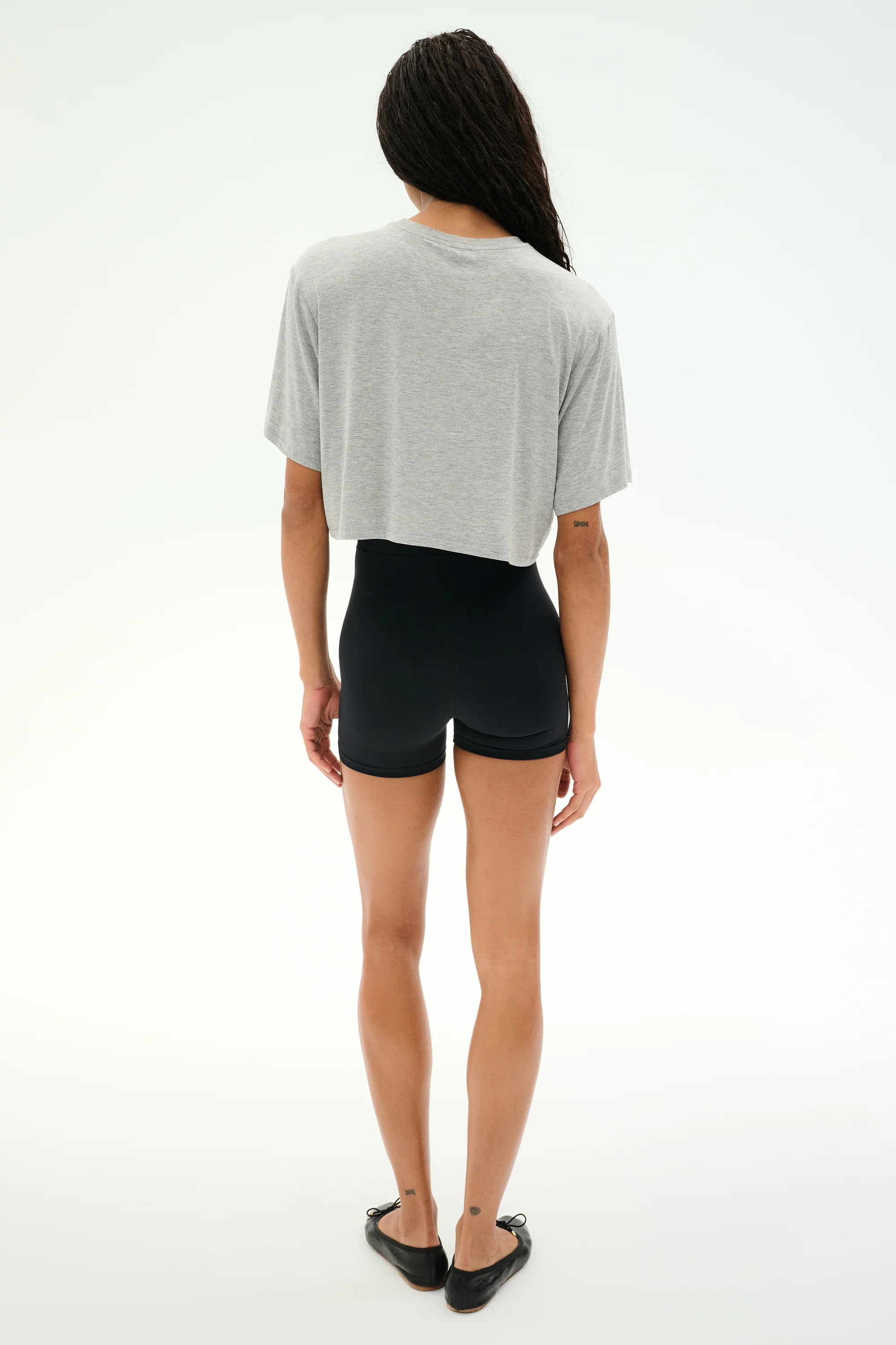 Djuna Oversized Crop Jersey Tee - Heather Grey - Image 6