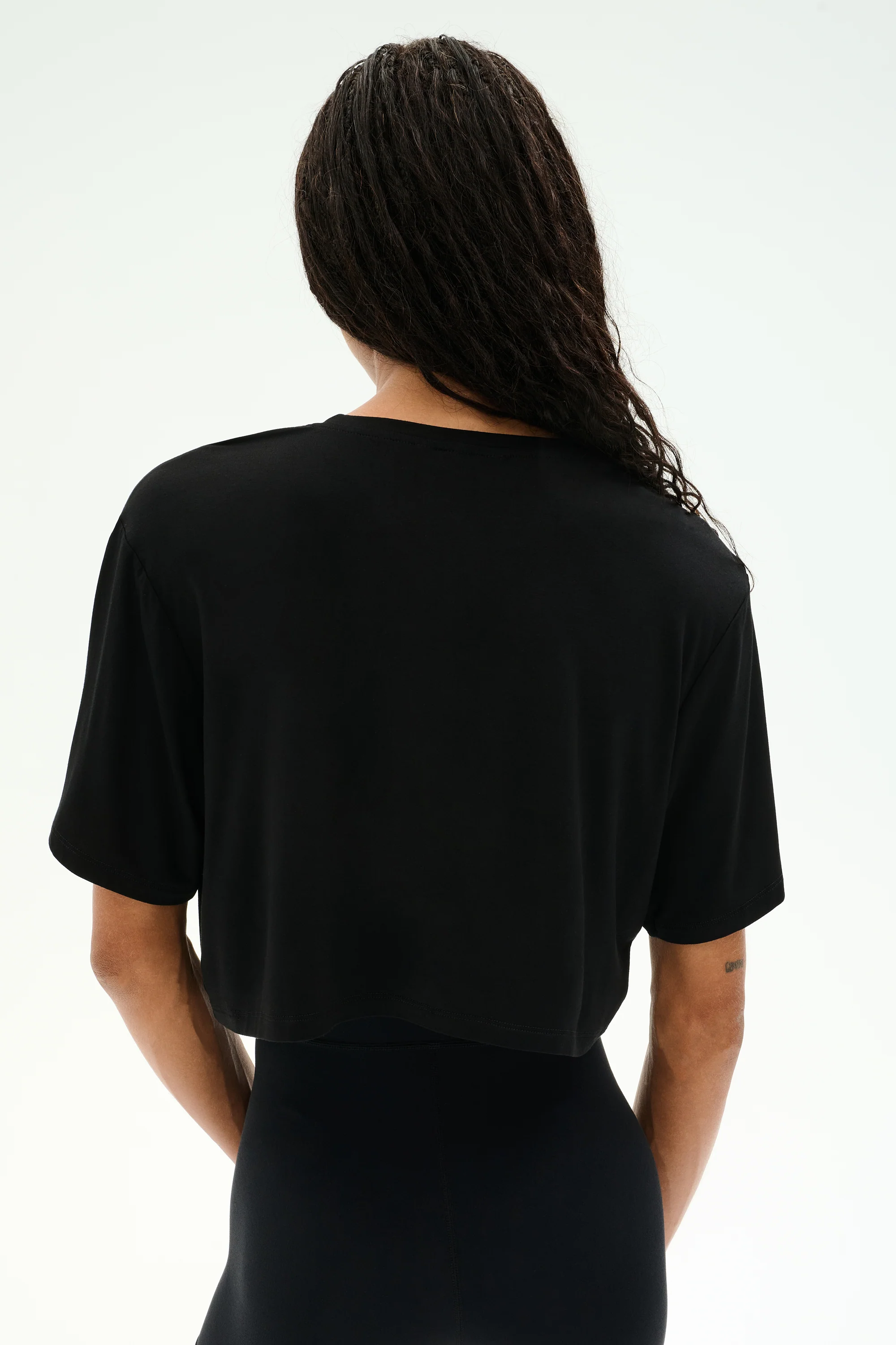 Djuna Oversized Crop Jersey Tee - Black - Image 3