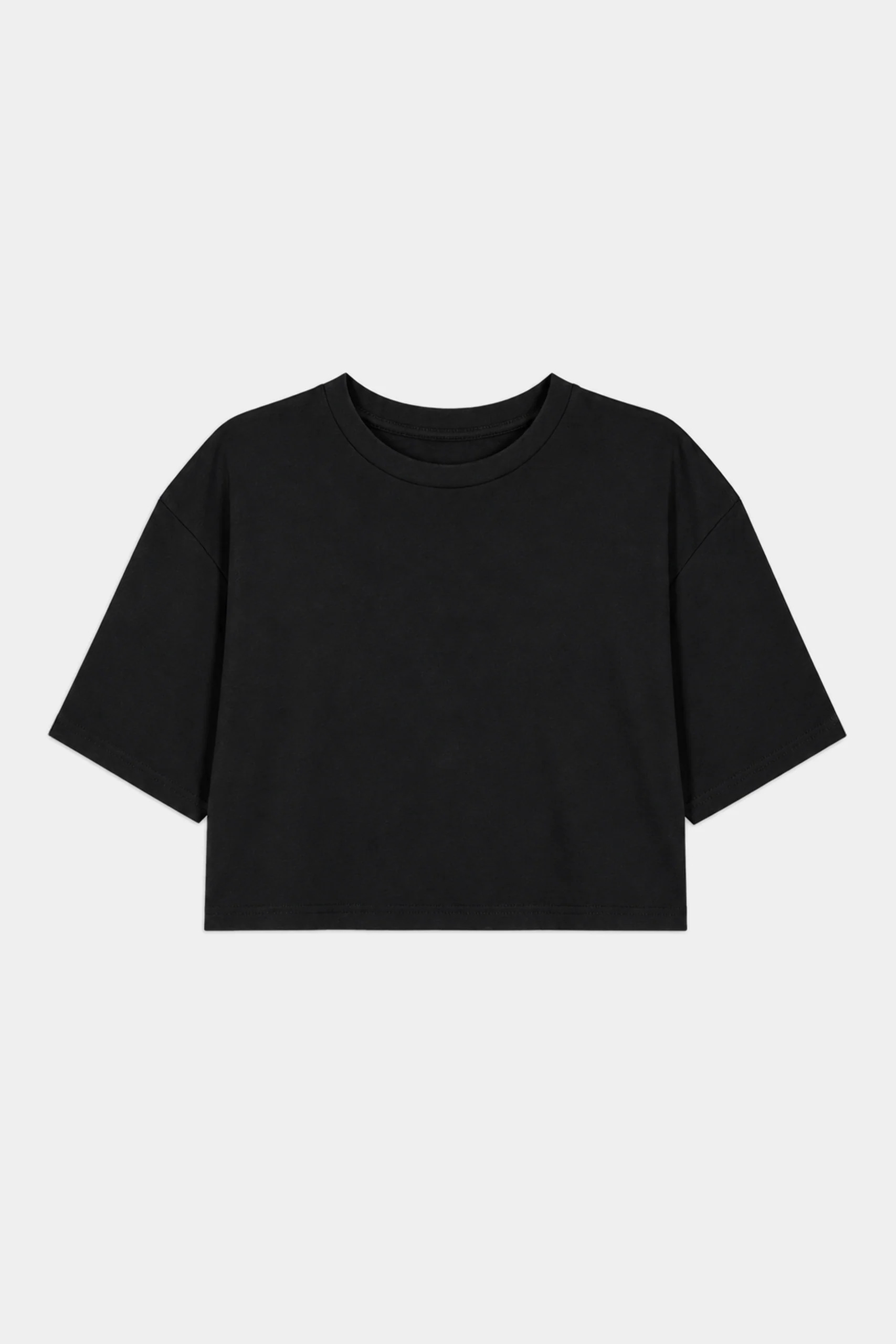 Djuna Oversized Crop Jersey Tee - Black - Image 7