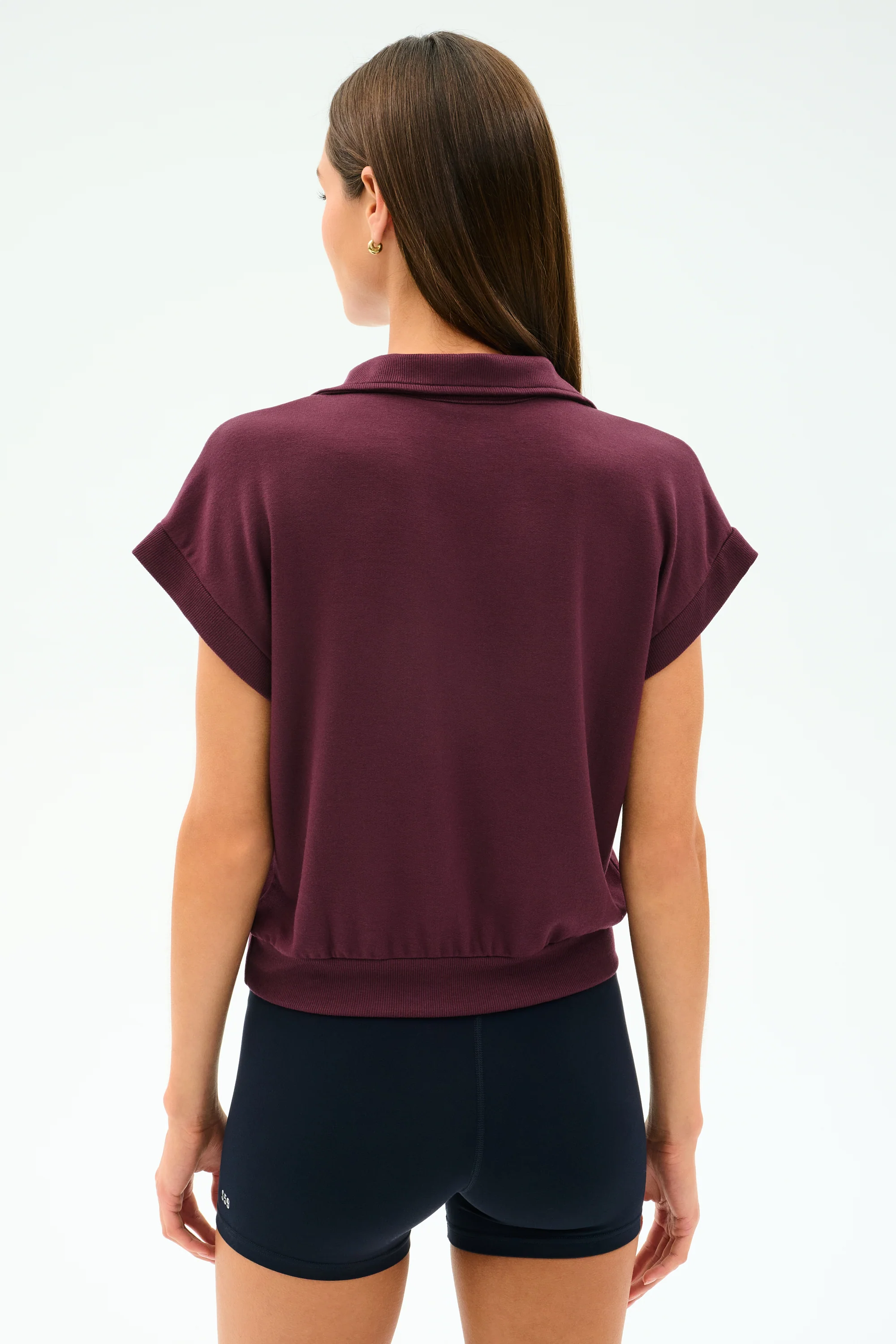 Evie Fleece Sleeveless Polo - Dark Cherry - Image 3