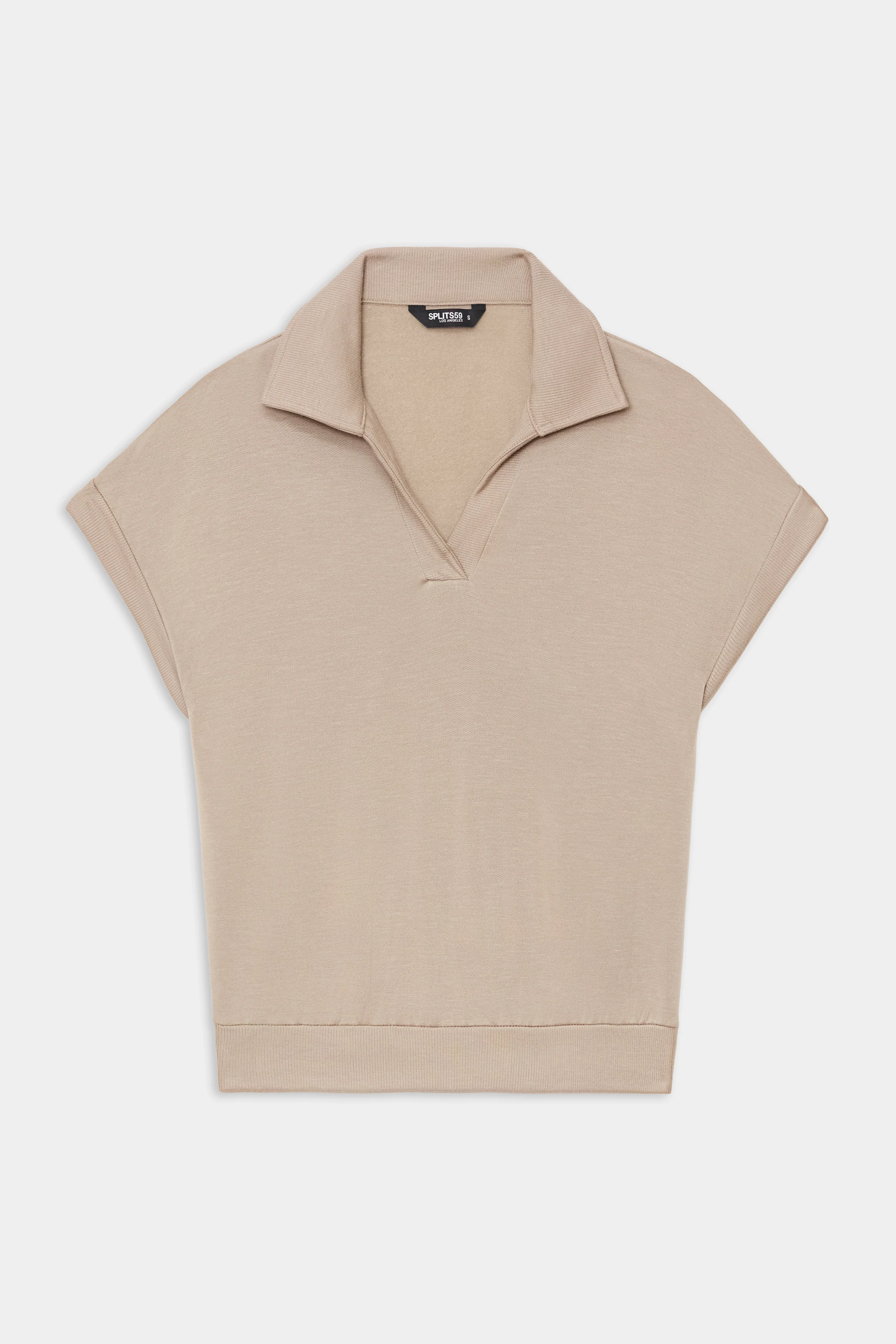 Evie Fleece Sleeveless Polo - Latte - Image 7