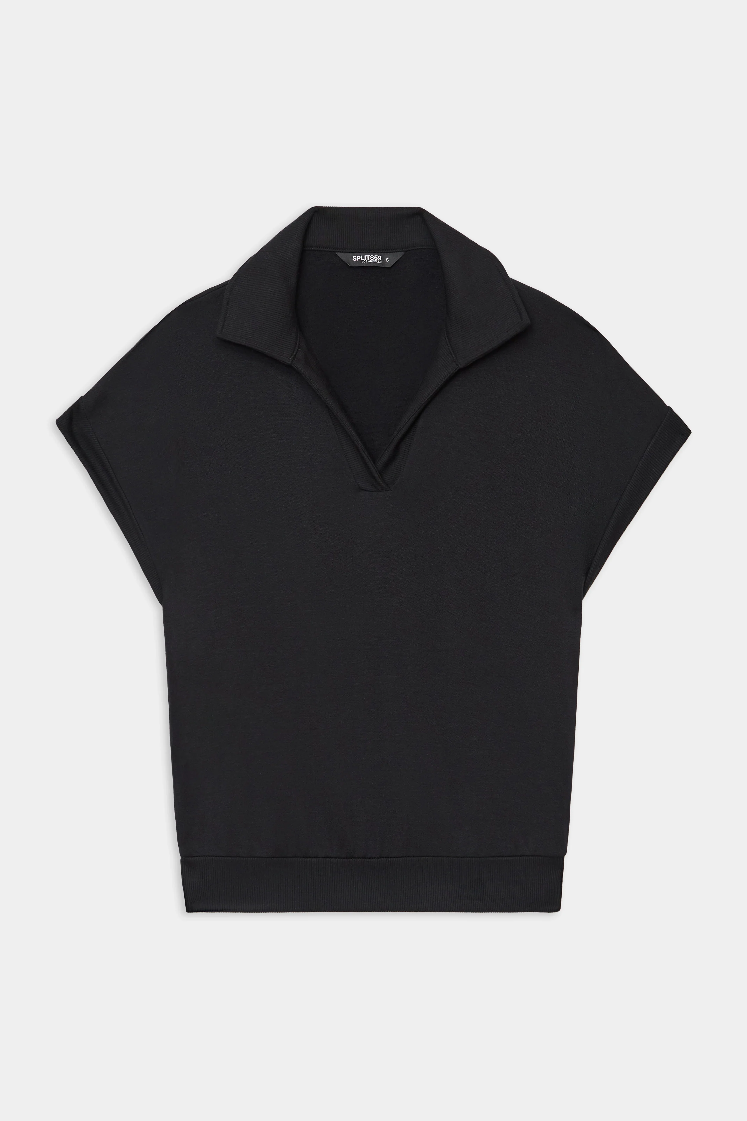 Evie Fleece Sleeveless Polo - Black - Image 7