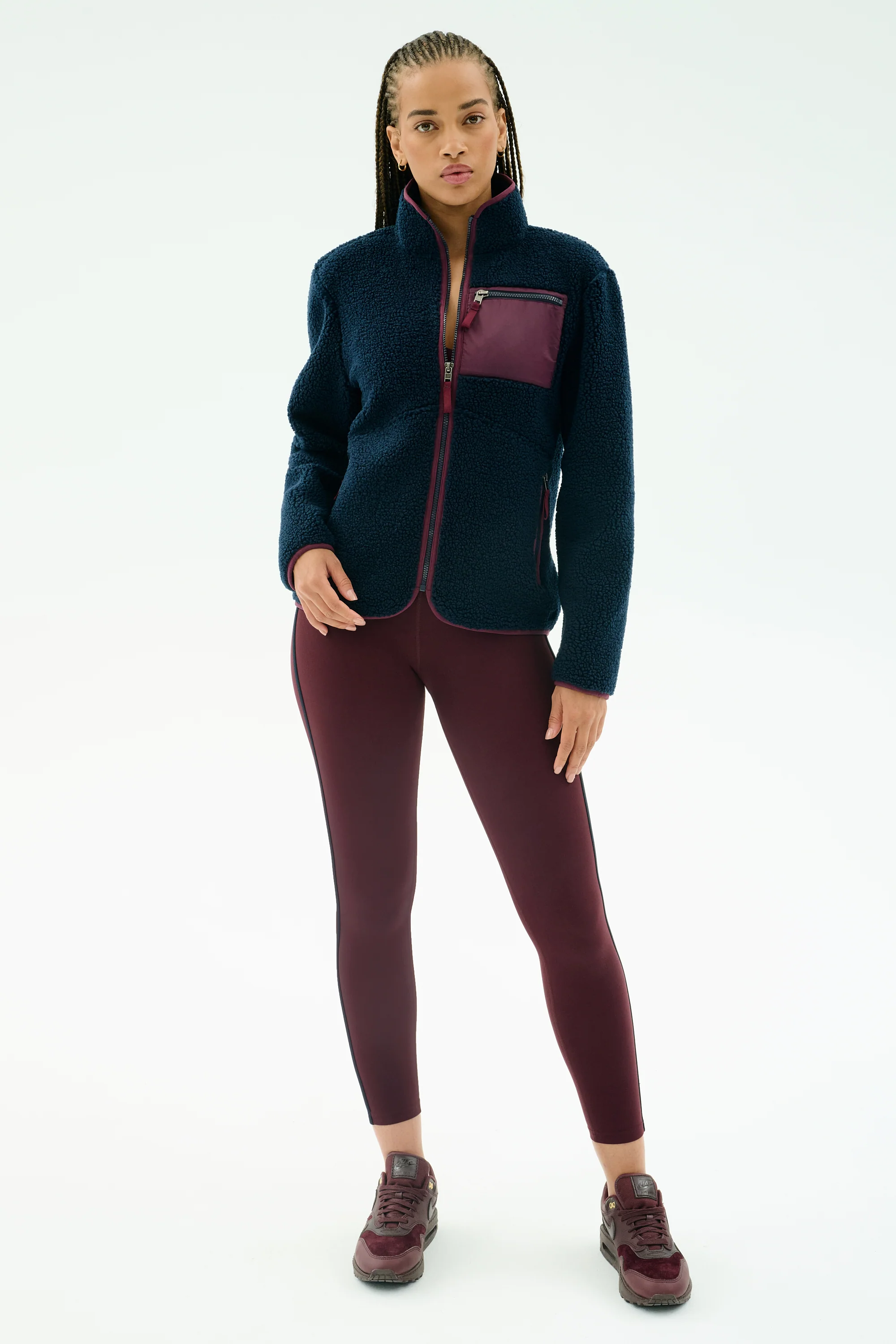 Harris Sherpa Jacket - Indigo/Dark Cherry - Image 4