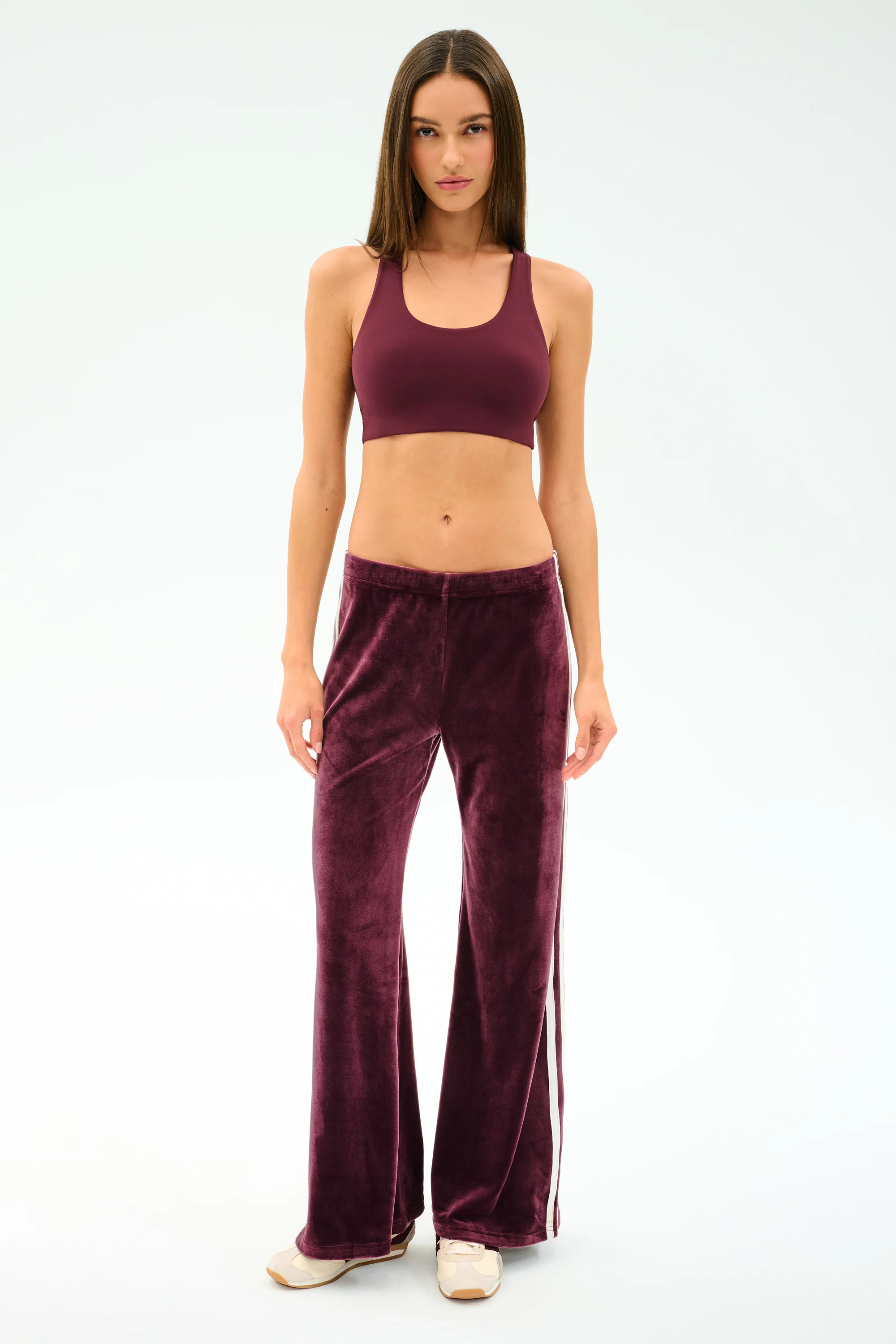 Heritage Velour Pant - Dark Cherry/White - Image 4