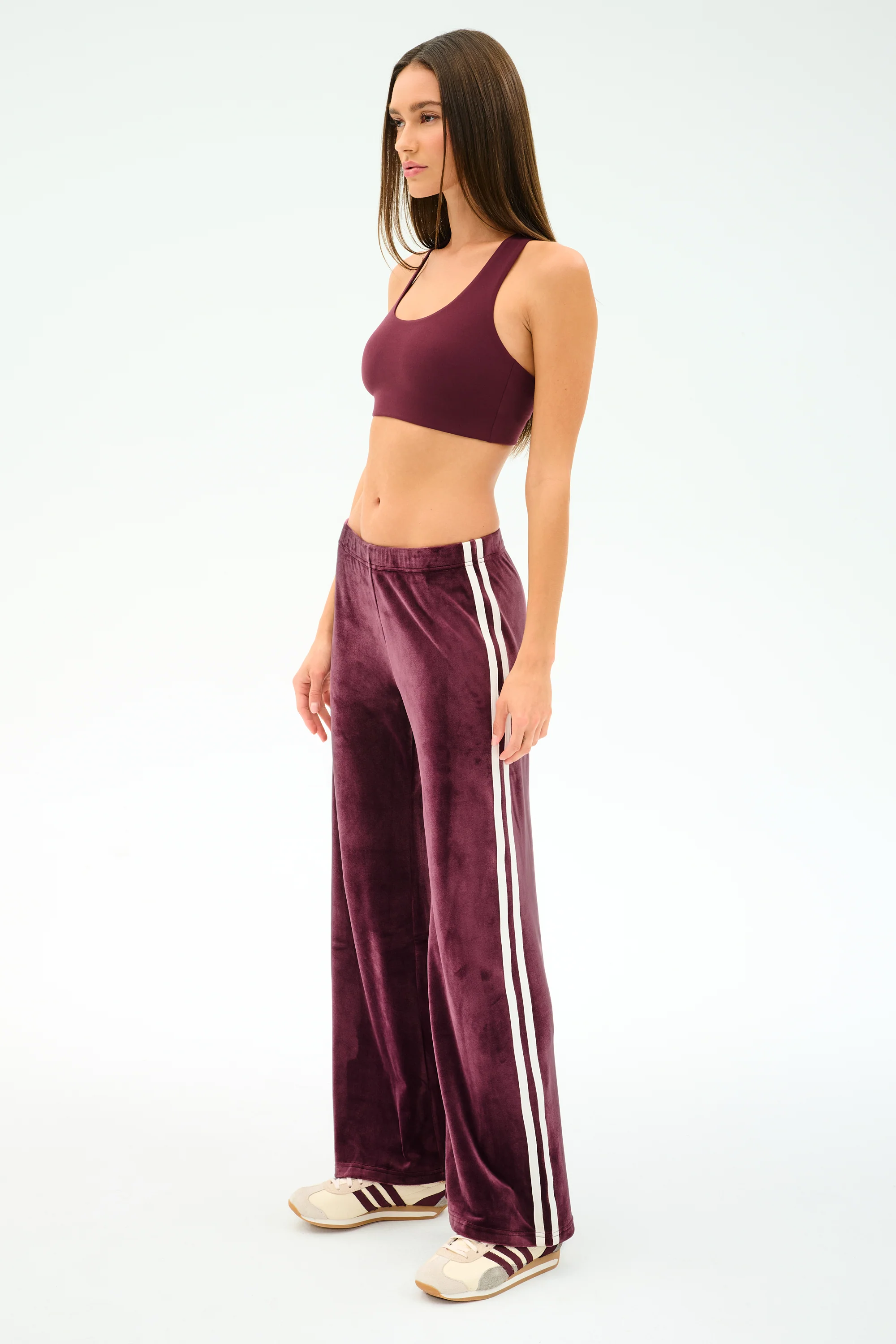 Heritage Velour Pant - Dark Cherry/White - Image 5