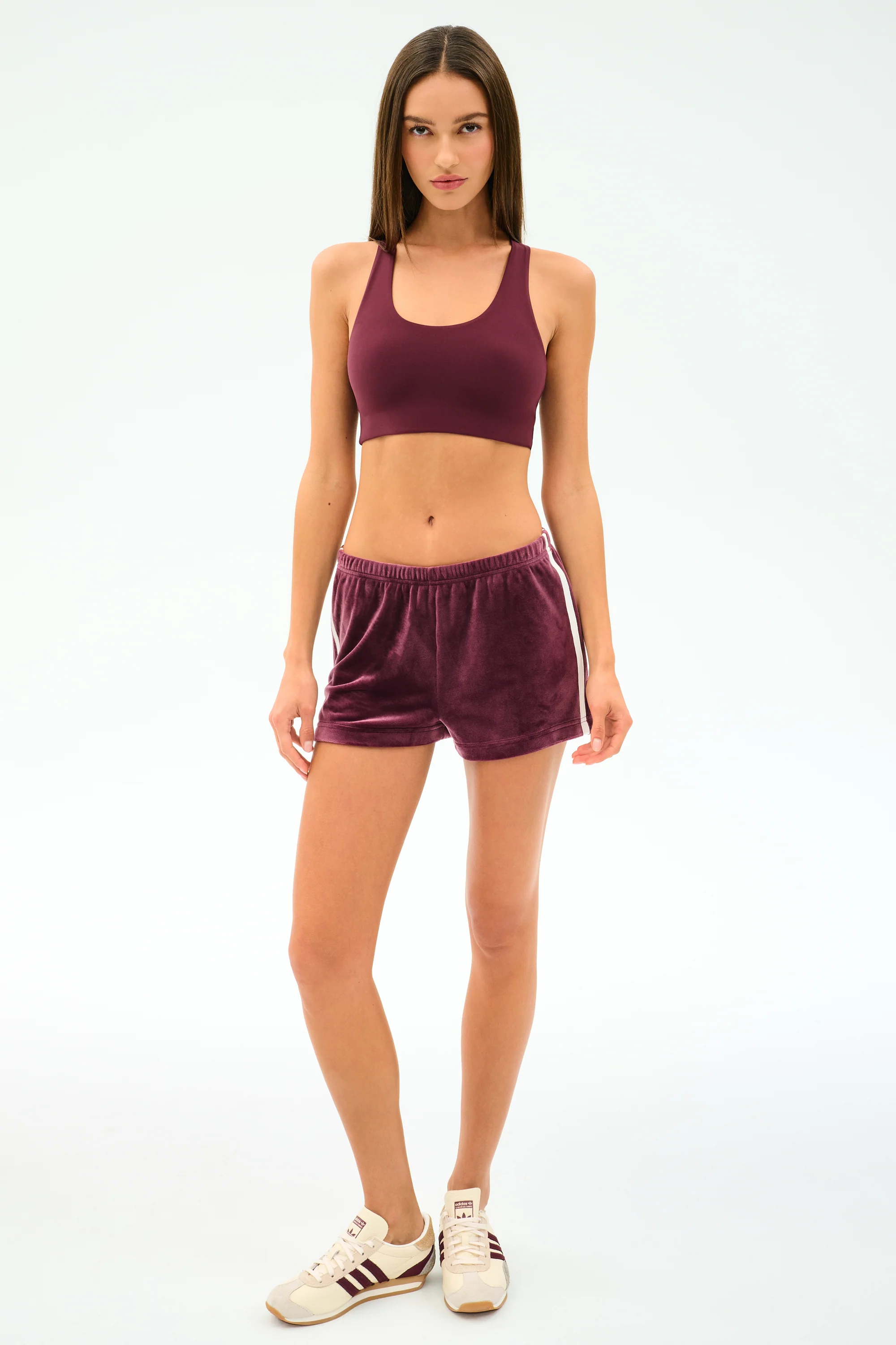 Heritage Velour Short - Dark Cherry/White - Image 4