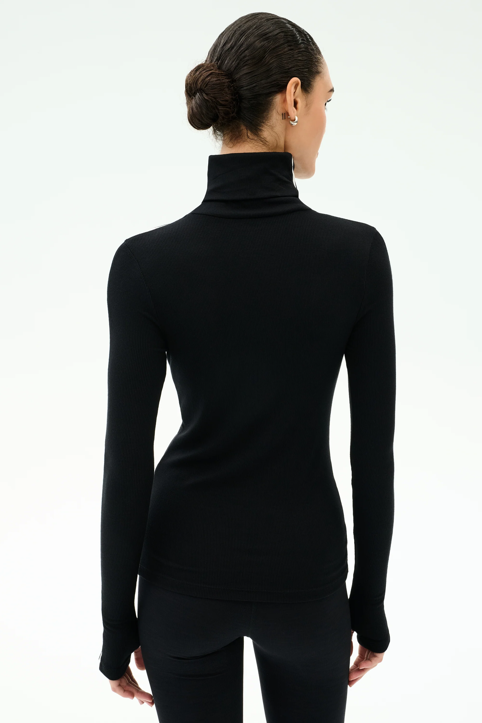 Jackson Rib Full Length Turtleneck - Black/White - Image 3