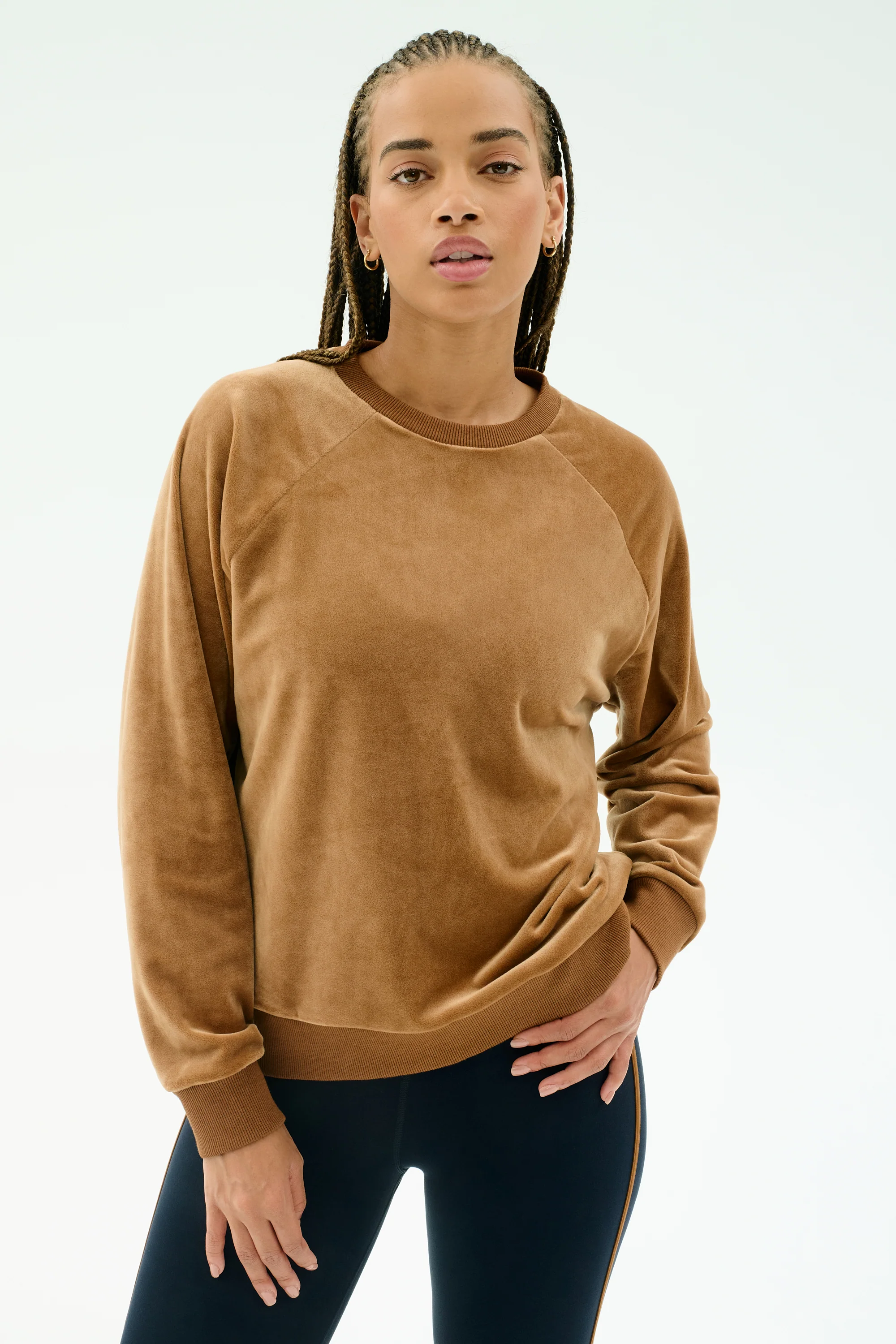 Joy Velour Crewneck - Honey - Image 2