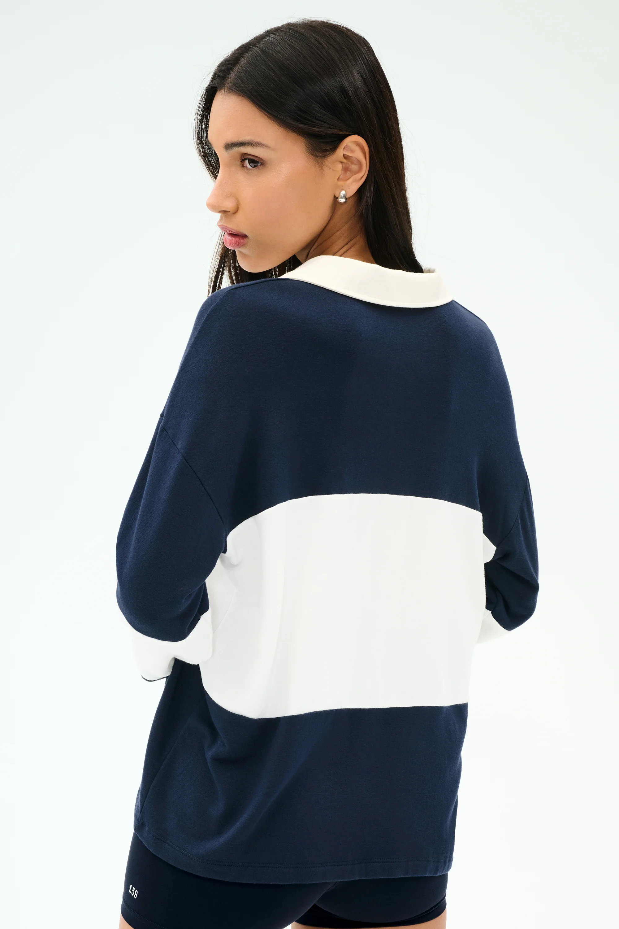 Katie Fleece Rugby - Indigo/White - Image 3