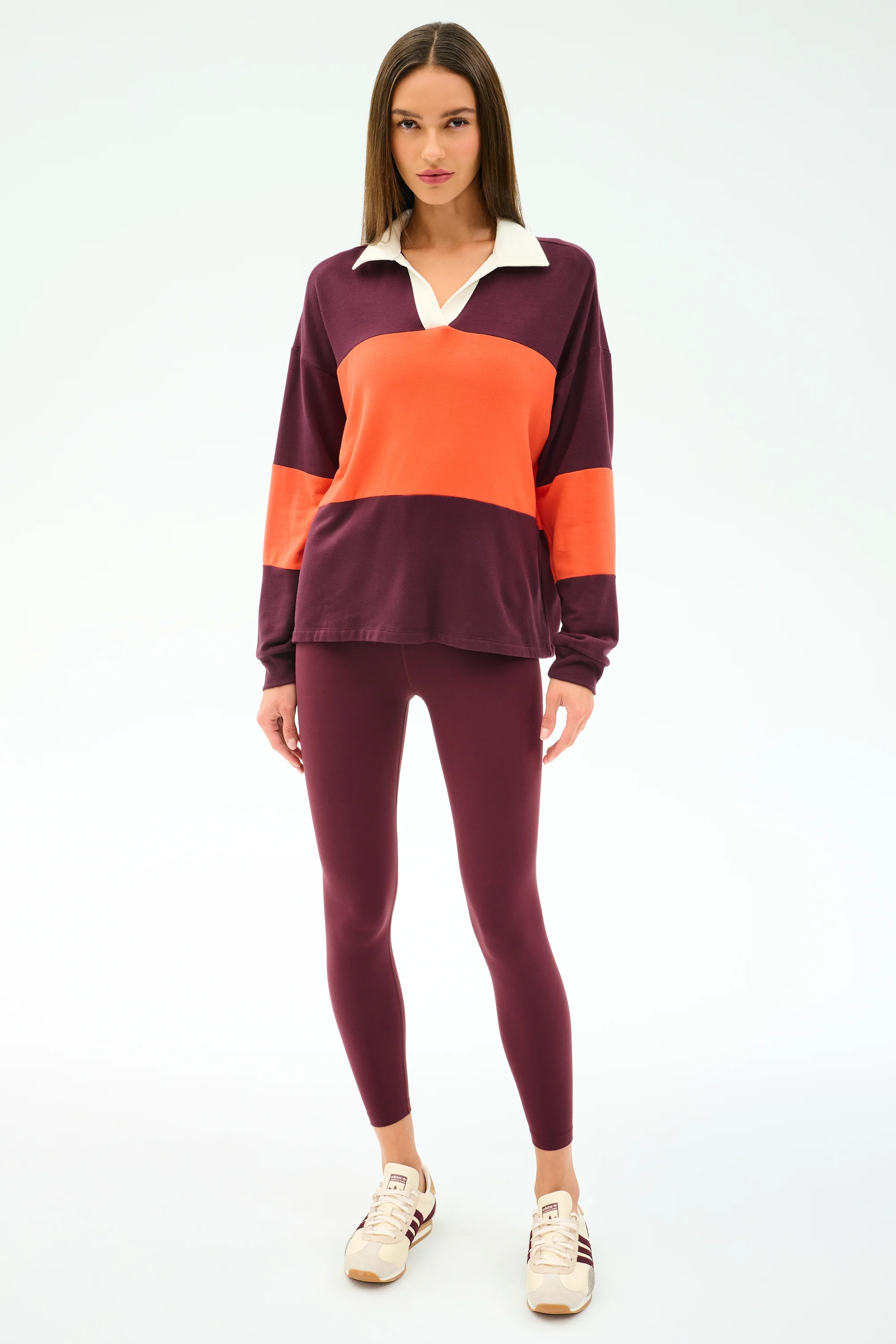 Katie Fleece Rugby - Dark Cherry/Valencia - Image 4