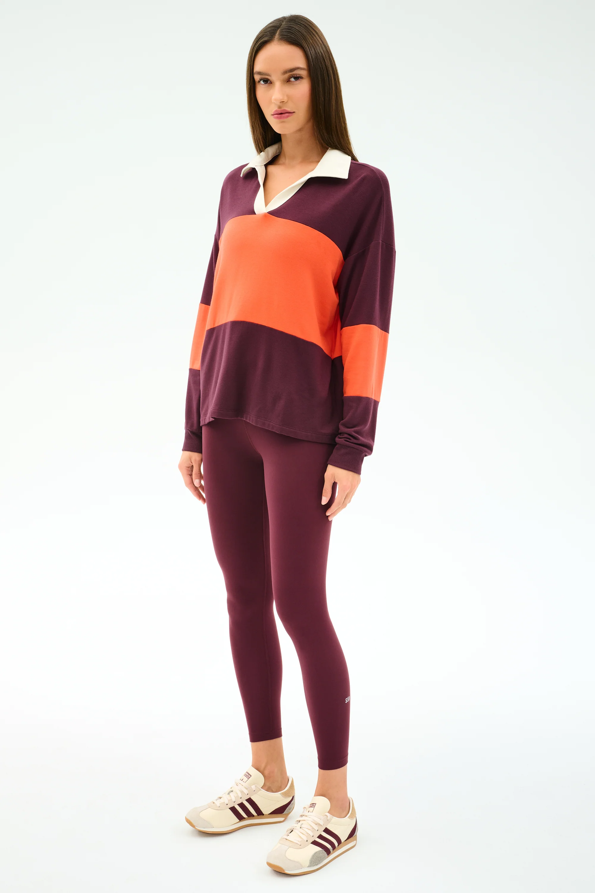 Katie Fleece Rugby - Dark Cherry/Valencia - Image 5