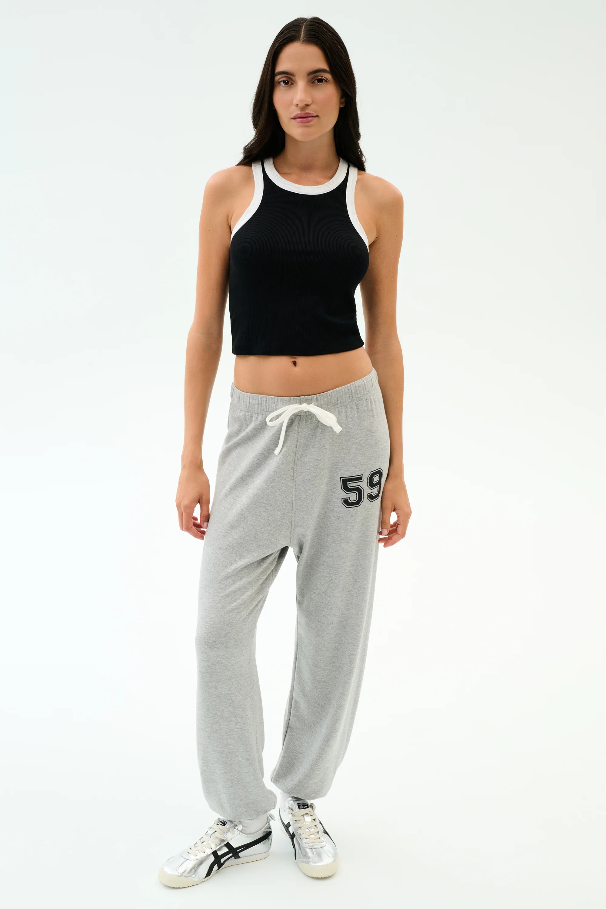 Kiki Rib Crop Tank - Black/White - Image 4
