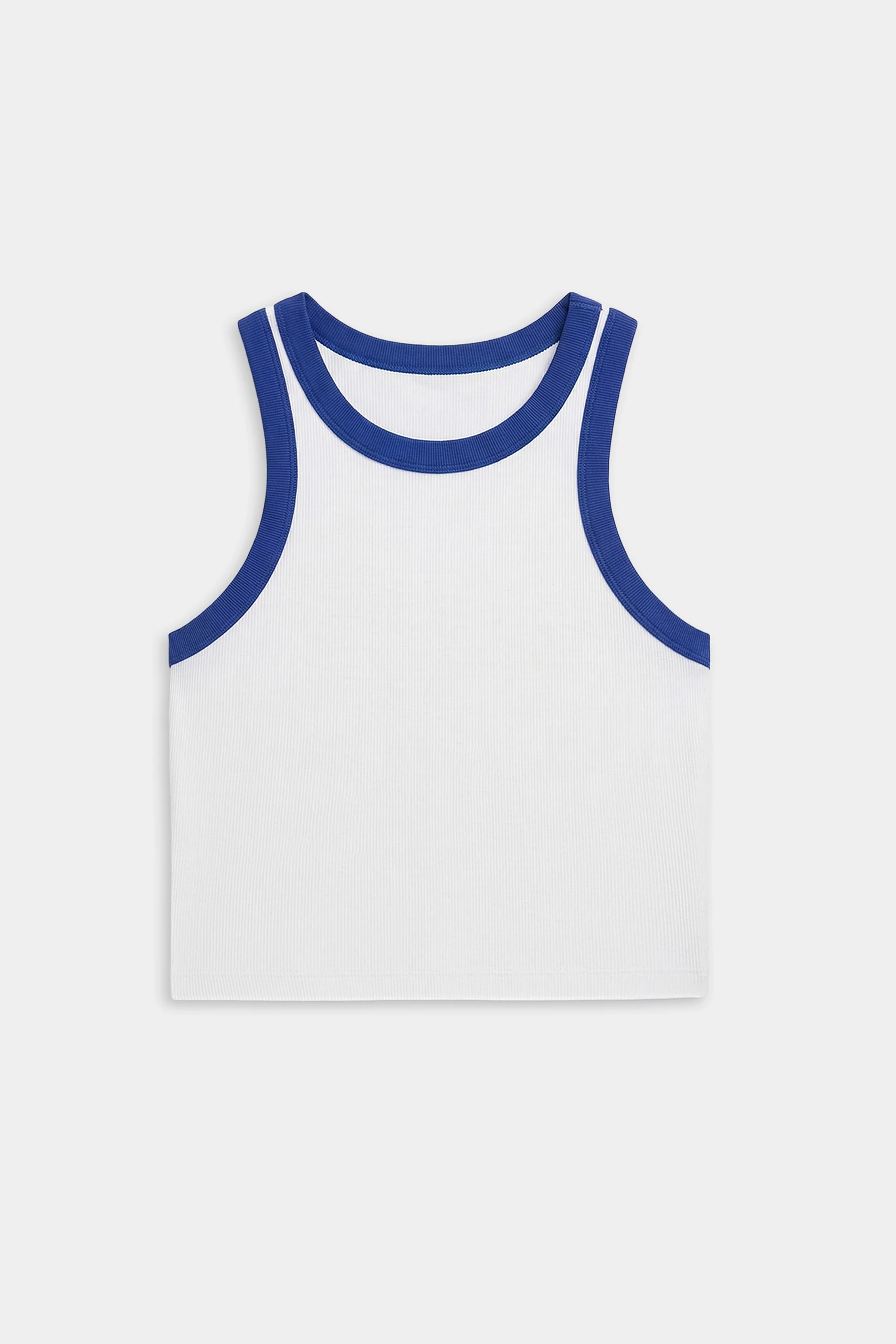Kiki Rib Crop Tank - White/Cobalt - Image 7