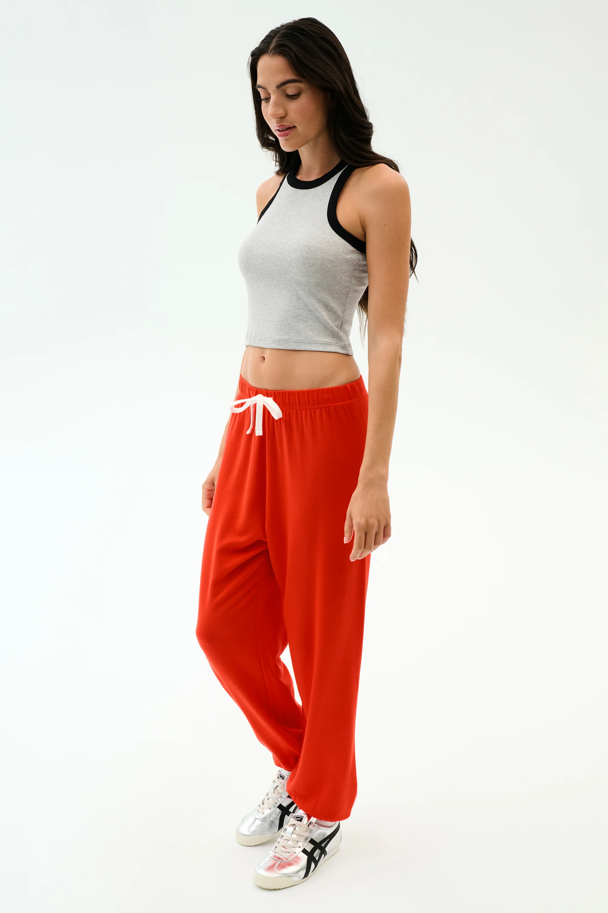 Kiki Rib Crop Tank - Heather Grey/Black - Image 5