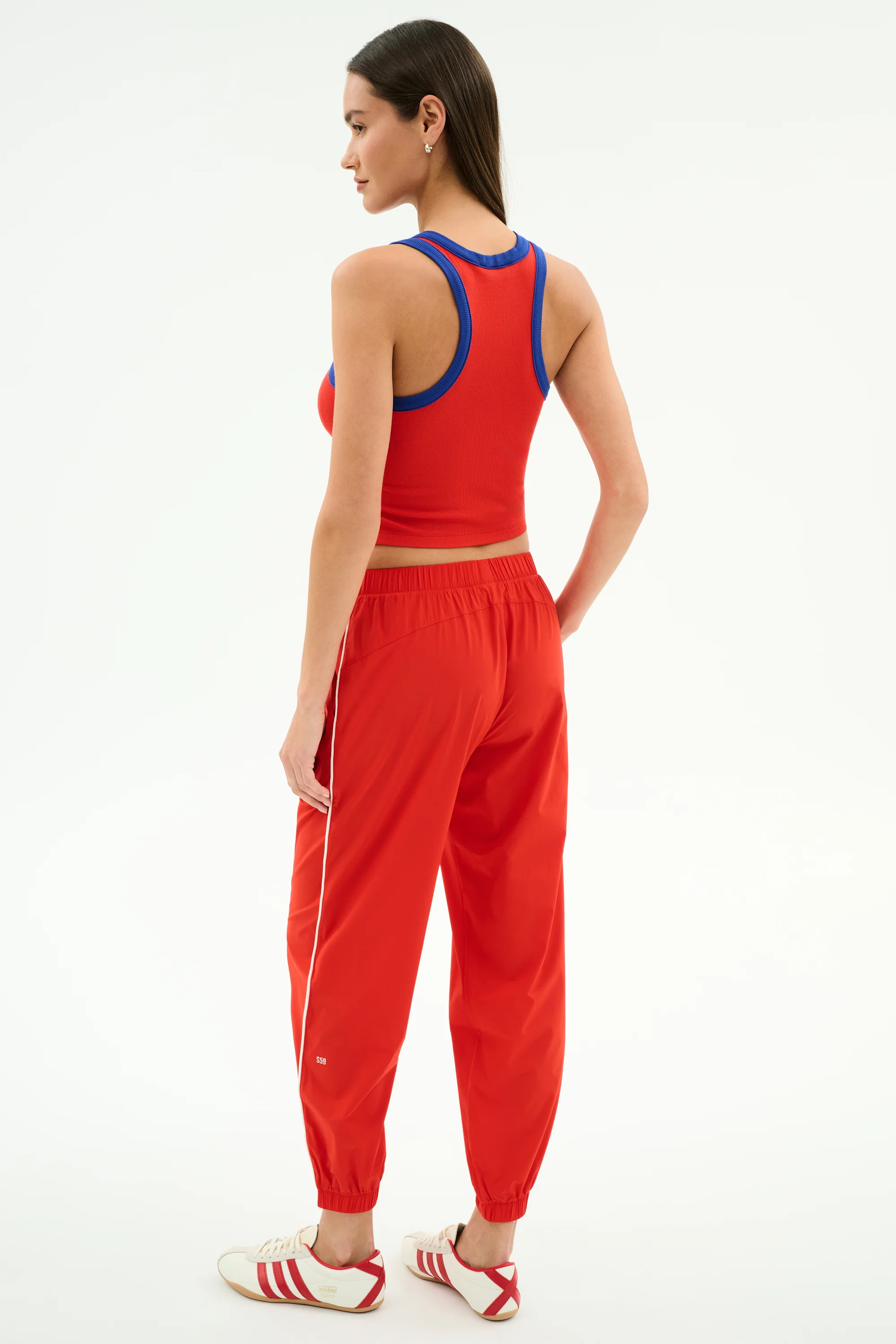 Kiki Rib Crop Tank - Lotus Red/Cobalt - Image 6