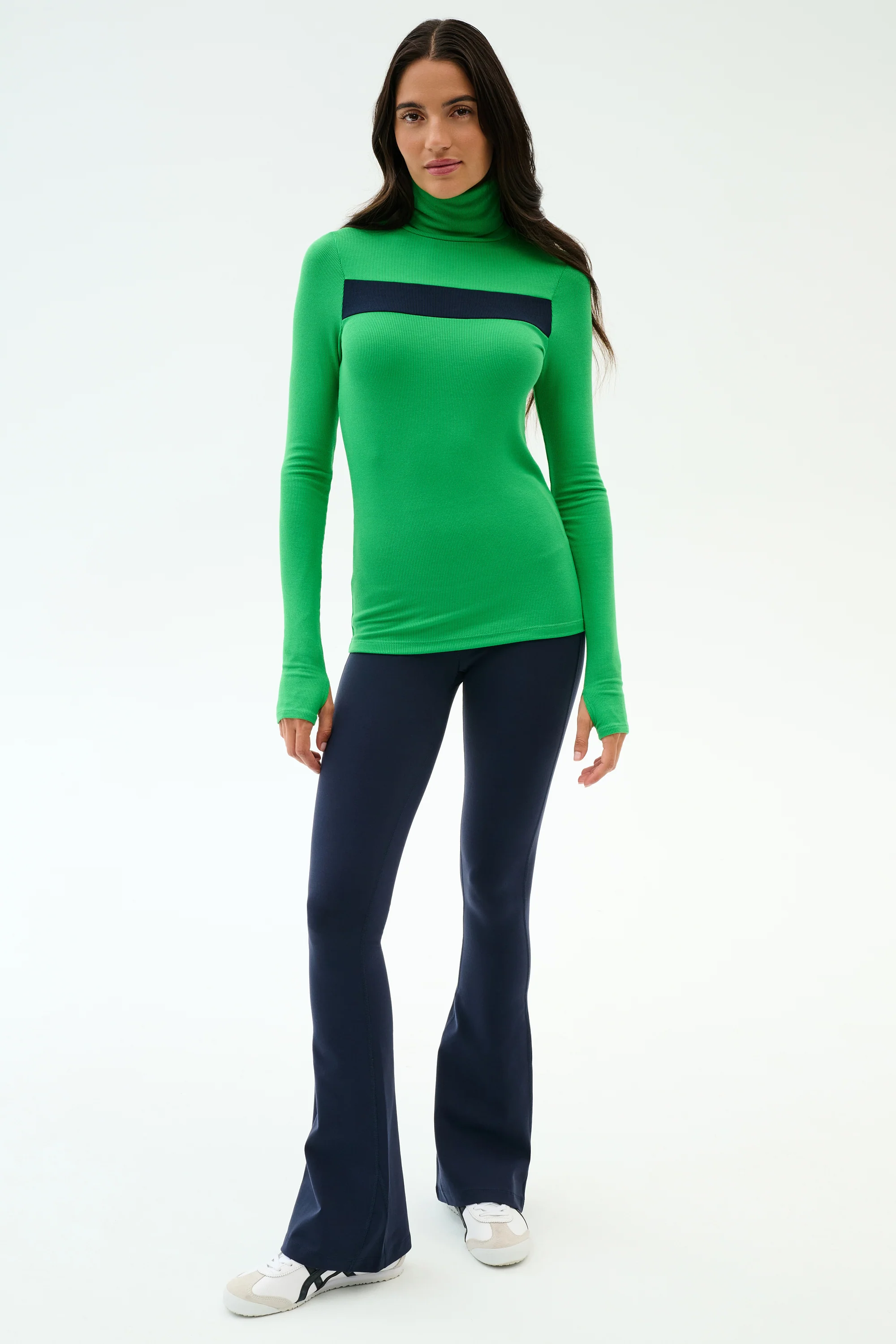 Lennon Rib Turtleneck - Grass/Indigo - Image 4