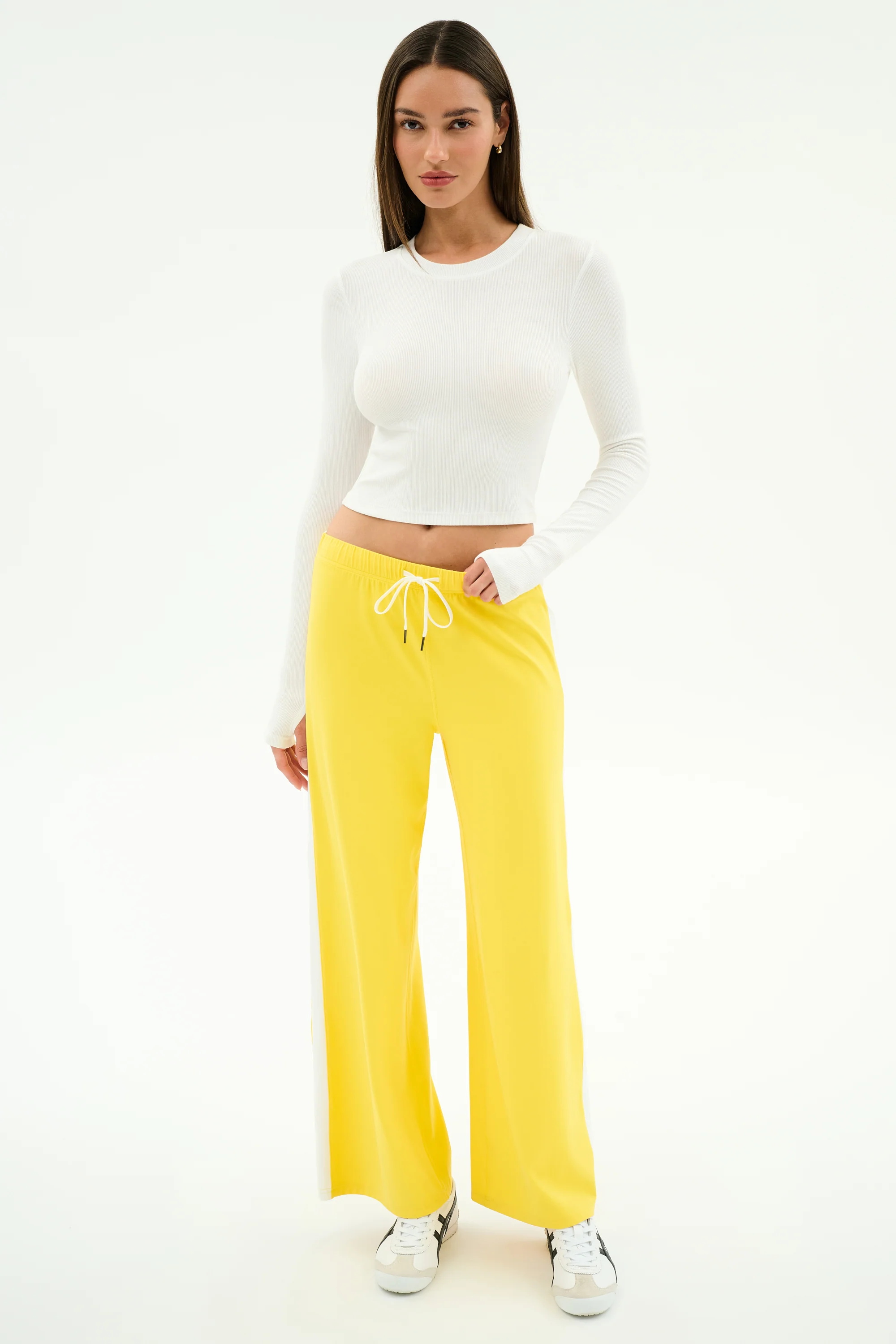 Louise Rib Long Sleeve Crop - White - Image 4