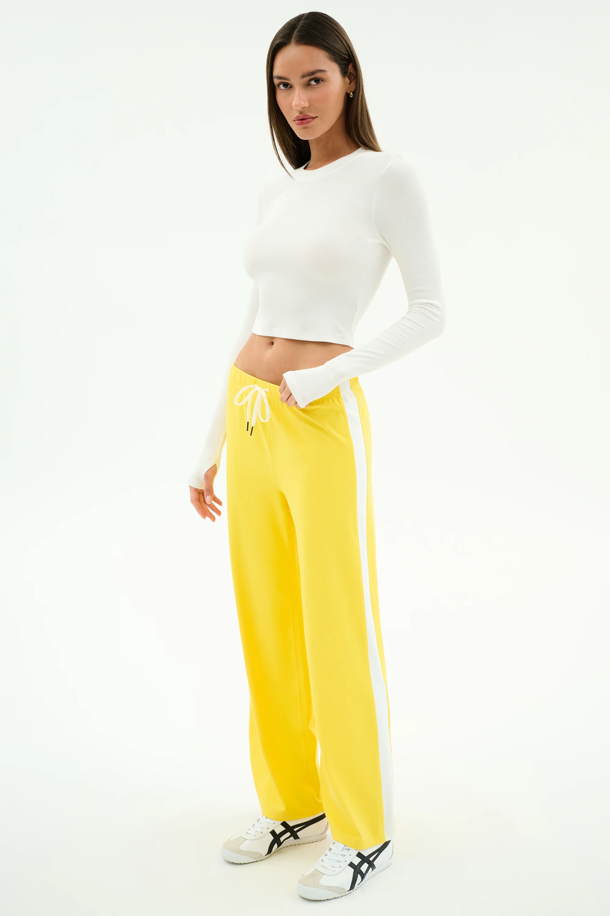 Louise Rib Long Sleeve Crop - White - Image 5