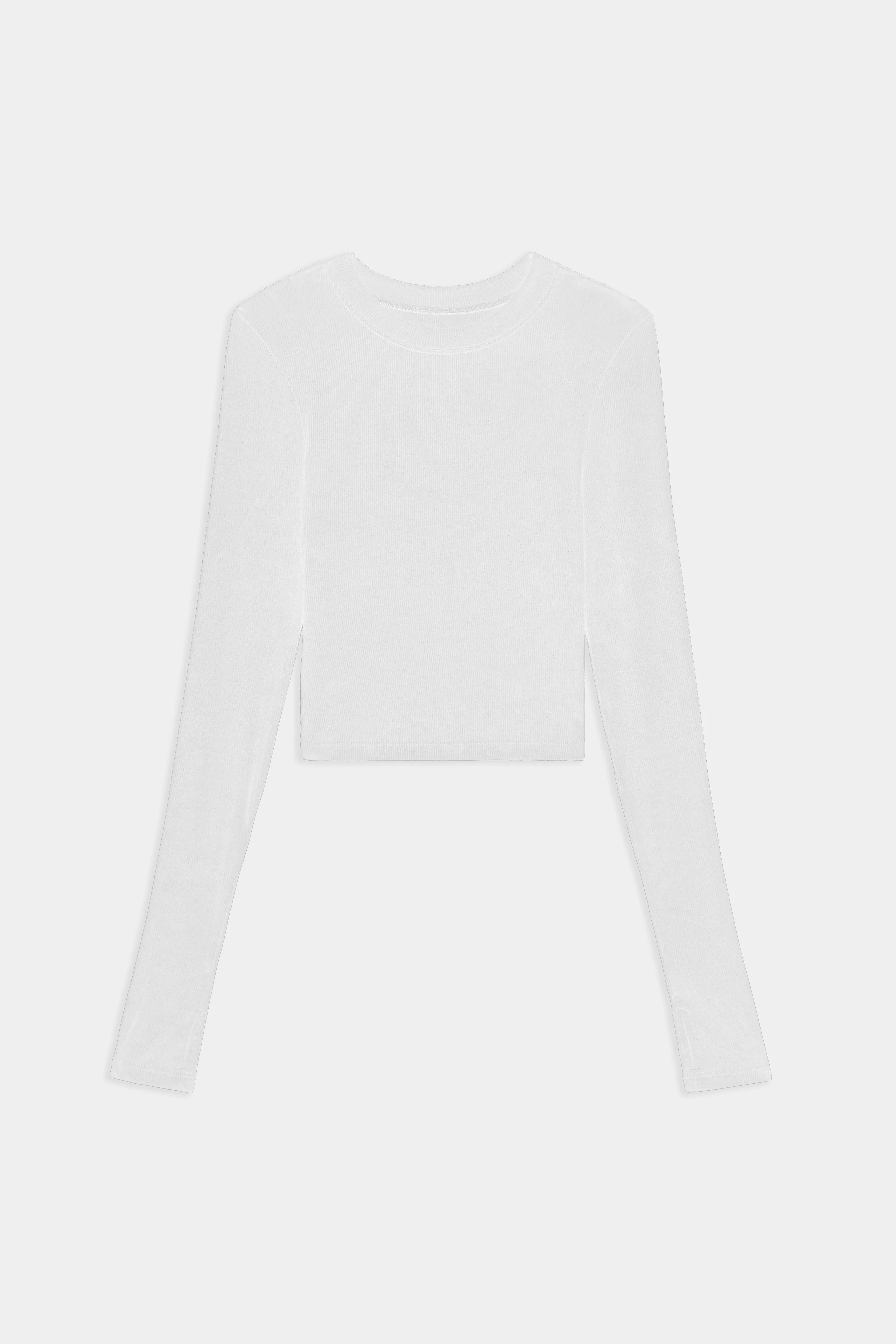 Louise Rib Long Sleeve Crop - White - Image 7