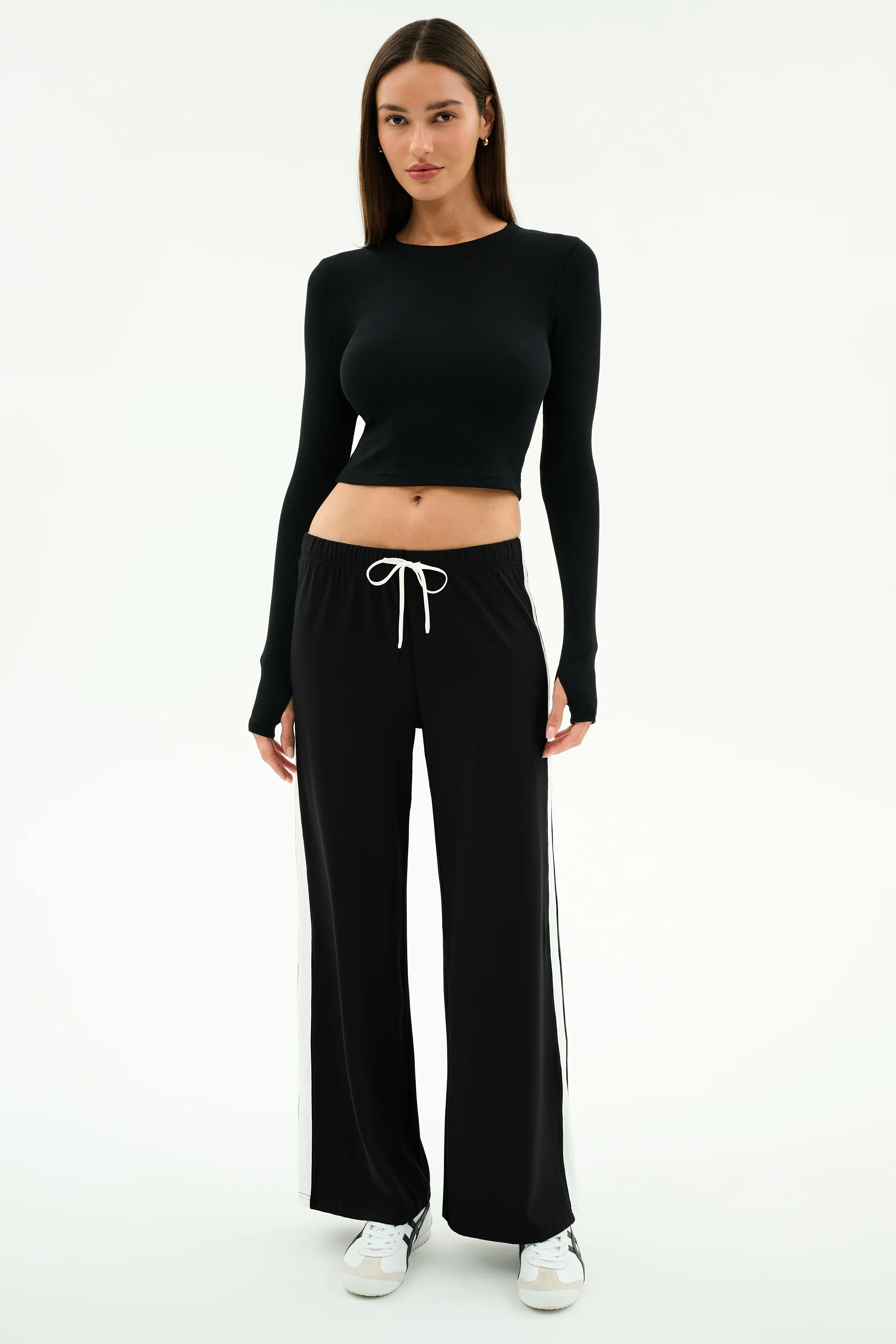 Louise Rib Long Sleeve Crop - Black - Image 4