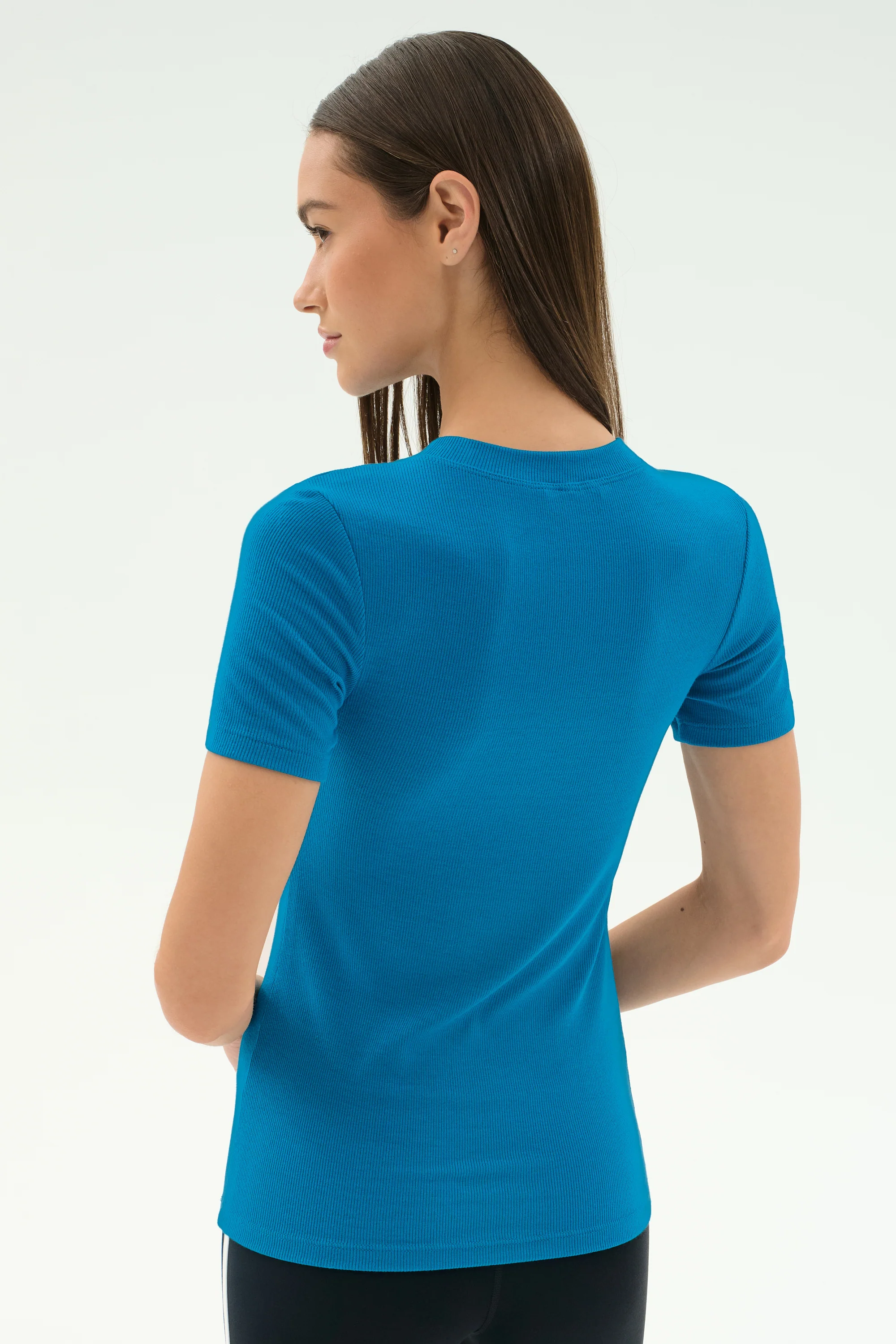 Louise Rib Short Sleeve - Stone Blue - Image 3