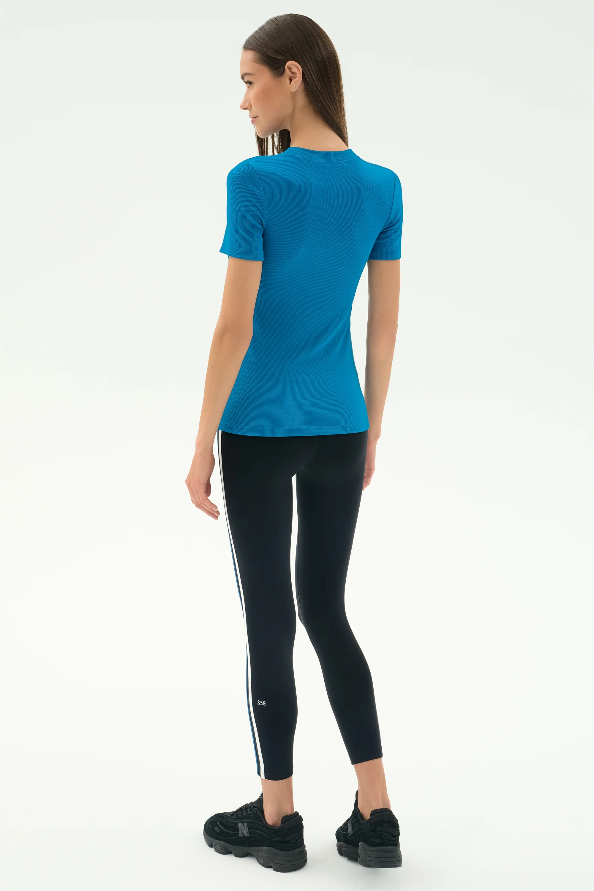 Louise Rib Short Sleeve - Stone Blue - Image 6
