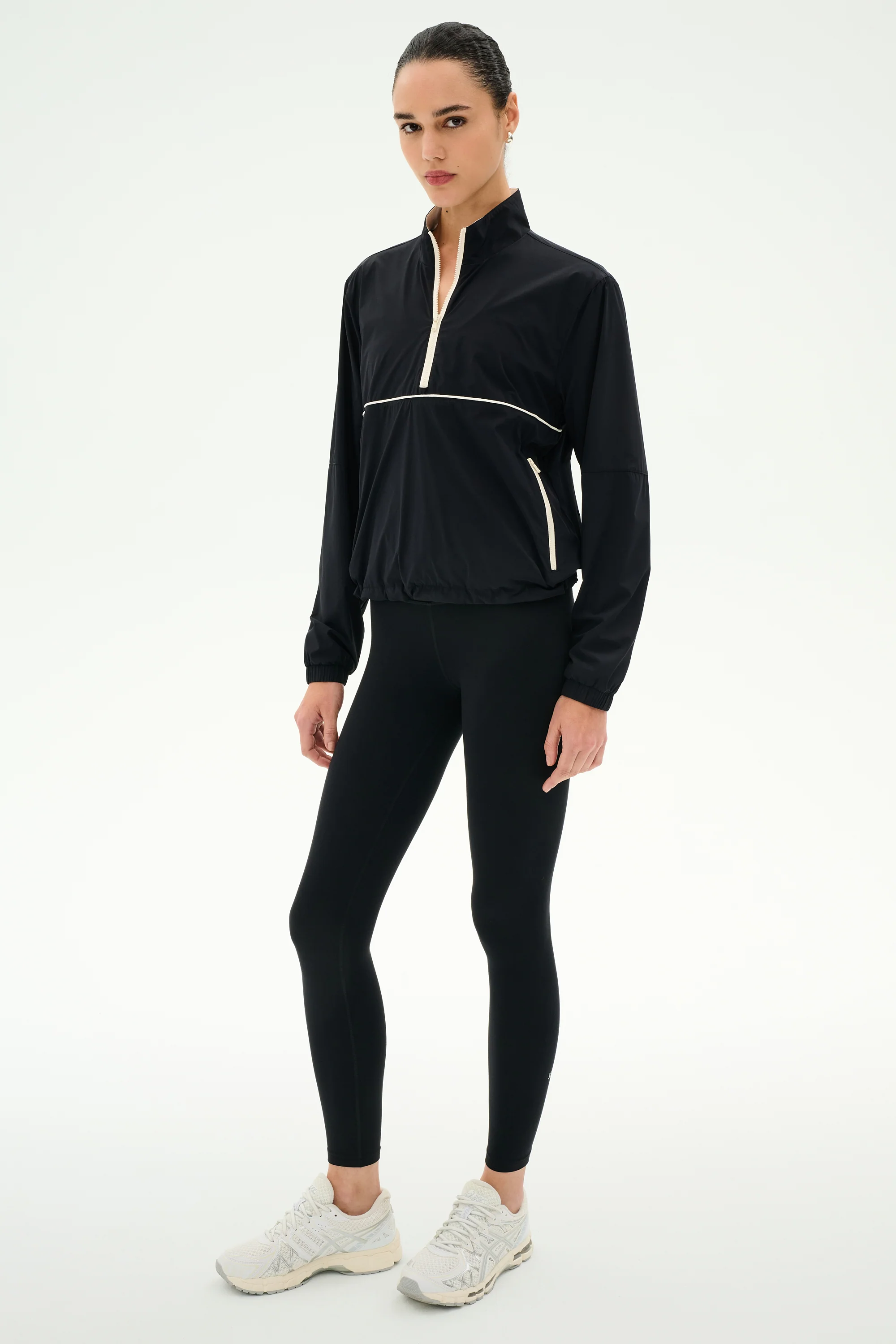 Lyle Woven Nylon Pullover - Black/Creme - Image 5