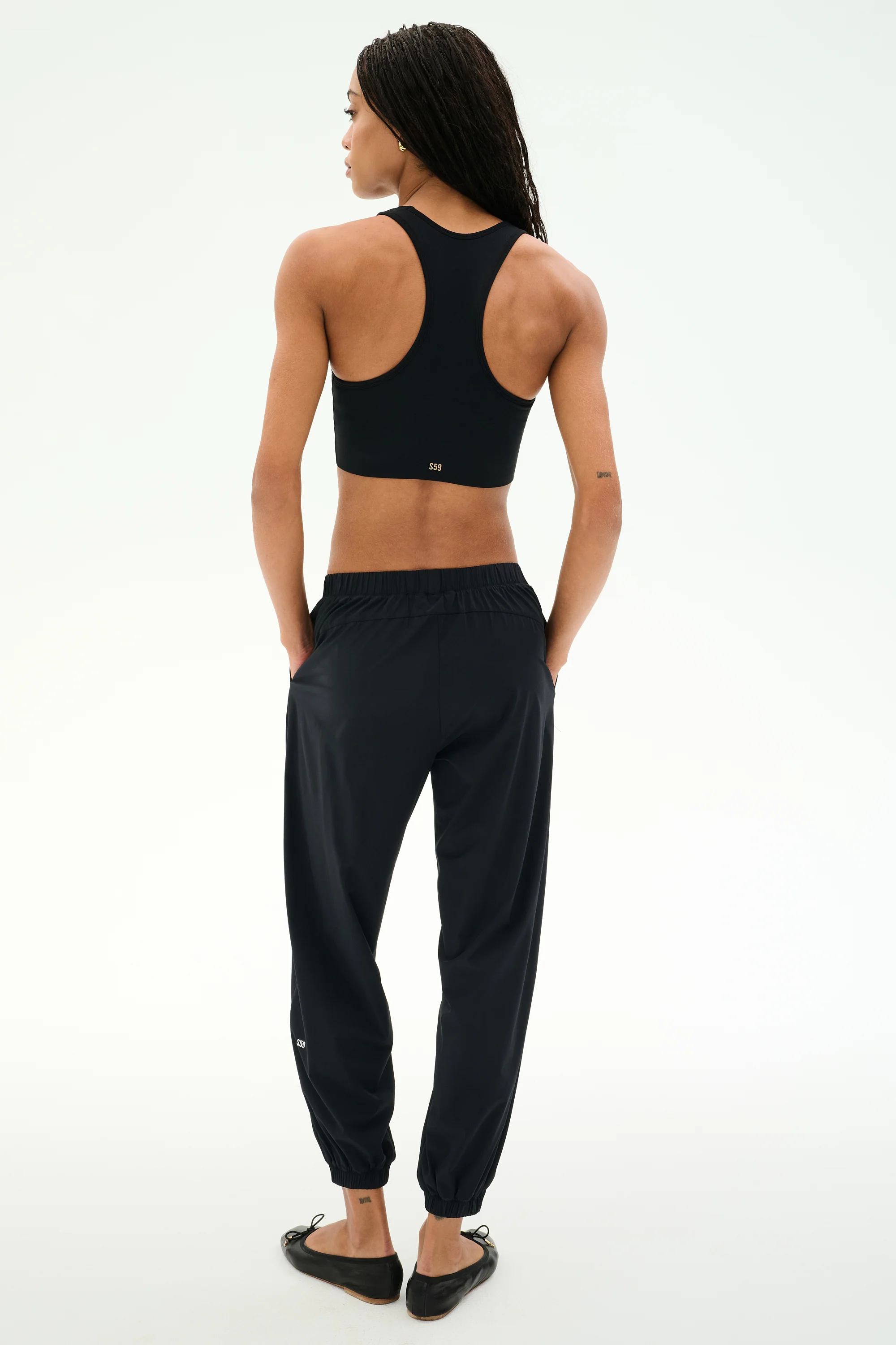 Megan Woven Nylon Jogger - Black - Image 6
