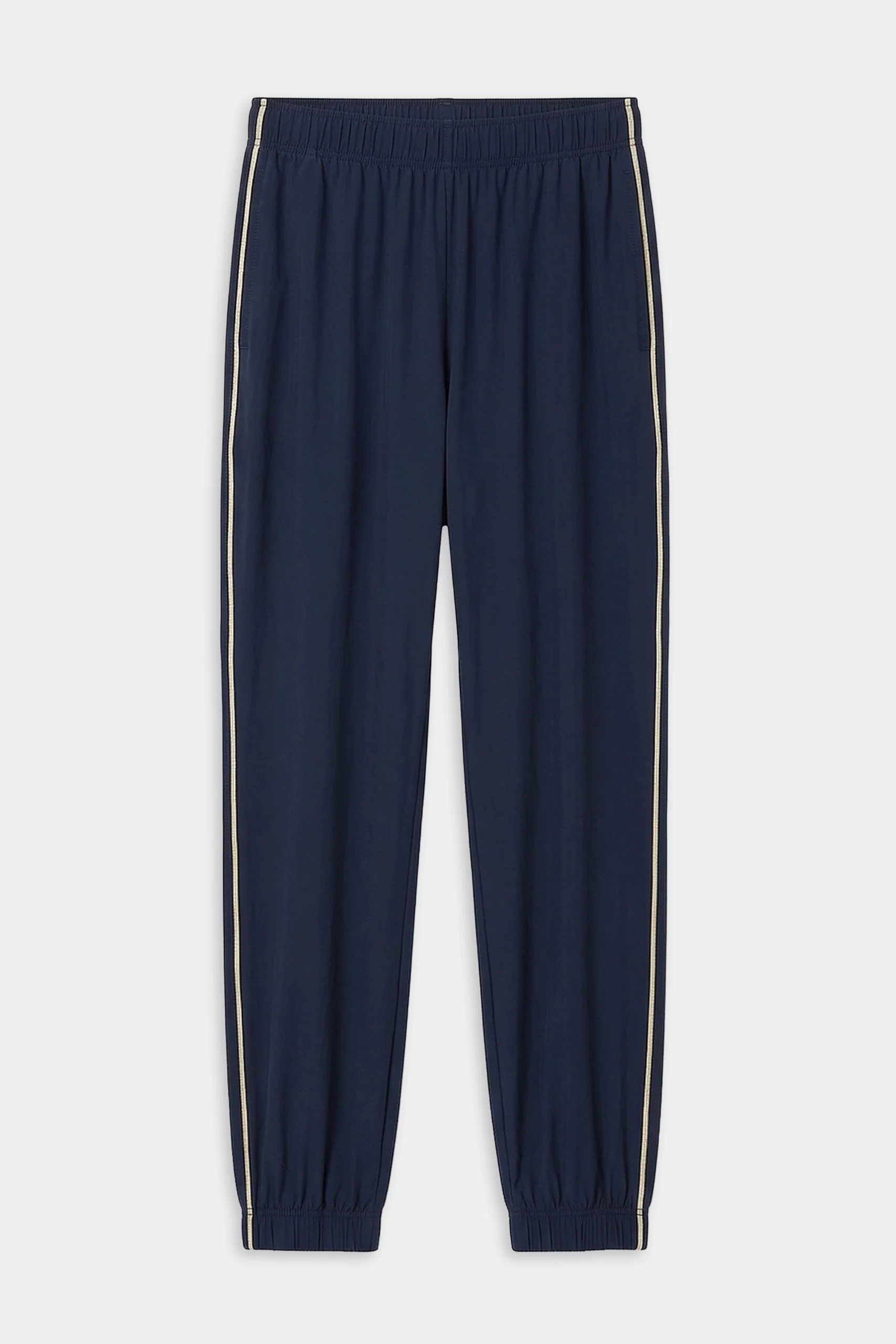 Megan Woven Nylon Jogger w/ Piping - Indigo/Creme - Image 7