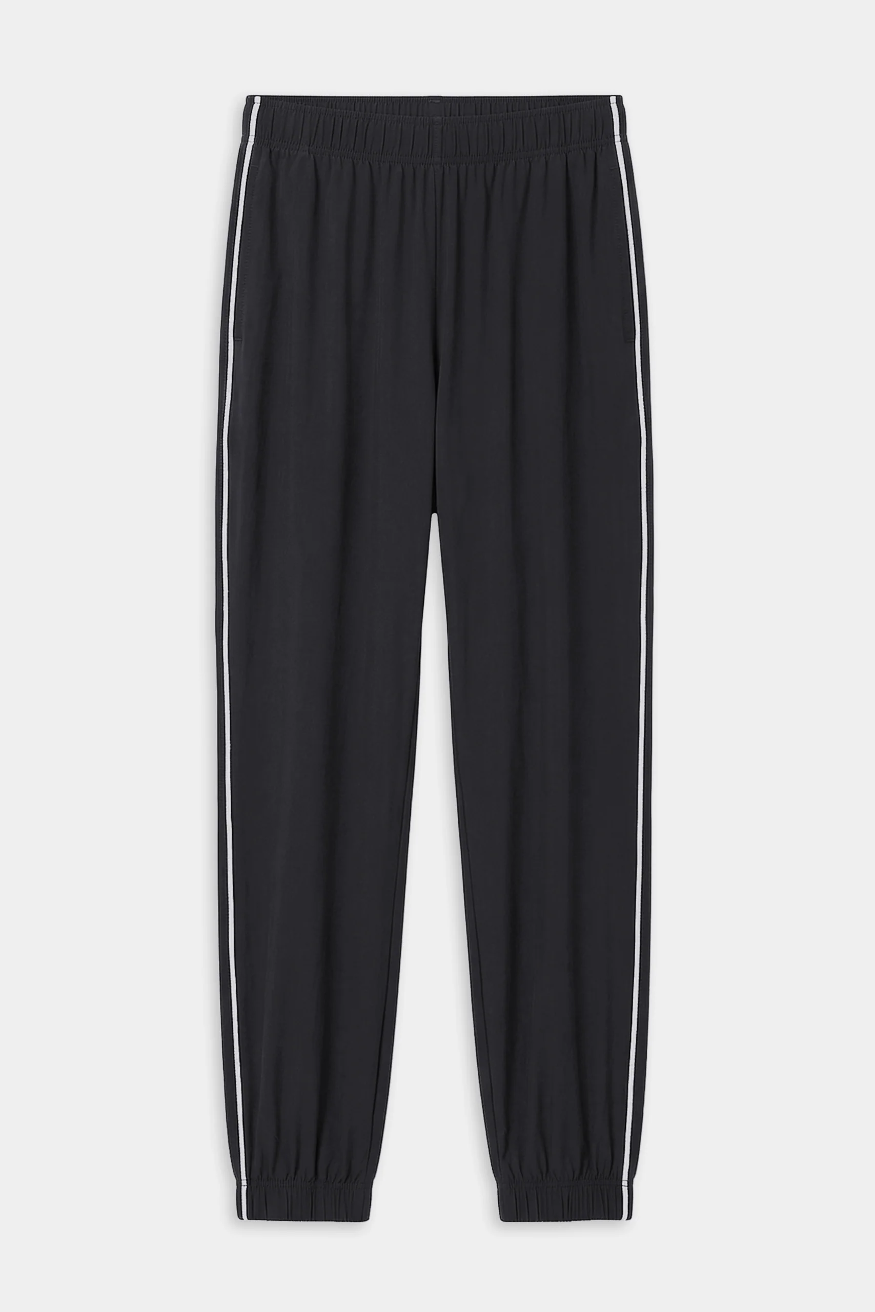 Megan Woven Nylon Jogger w/ Piping - Black/Creme - Image 7