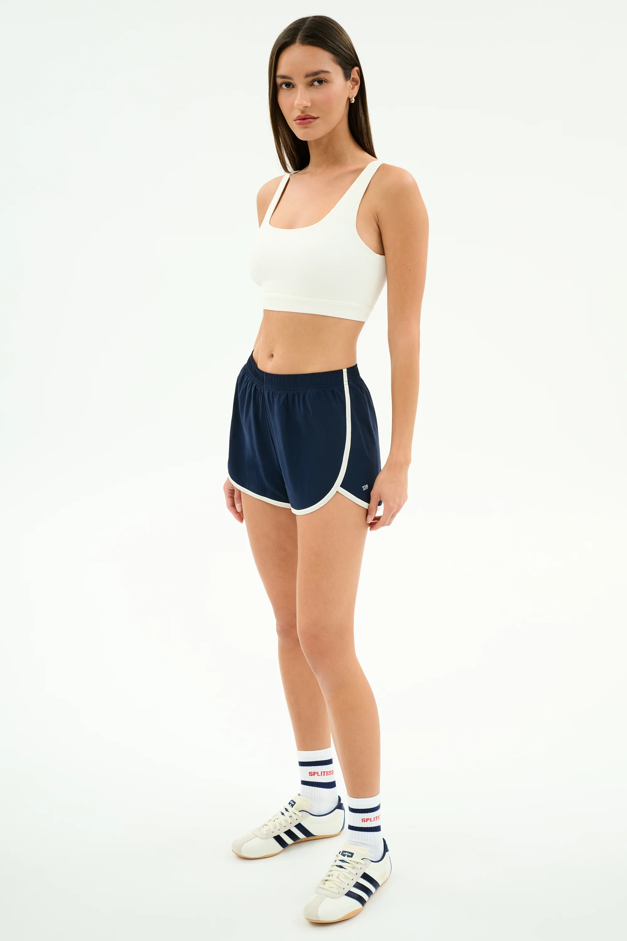 Megan Woven Nylon Run Short - Indigo/Creme - Image 5
