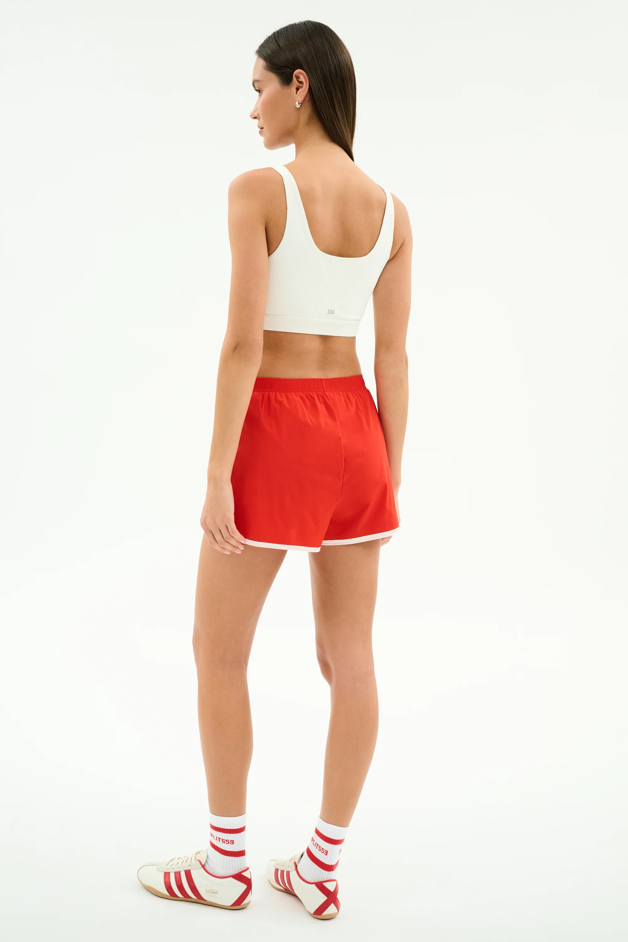 Megan Woven Nylon Run Short - Lotus Red/Creme - Image 6