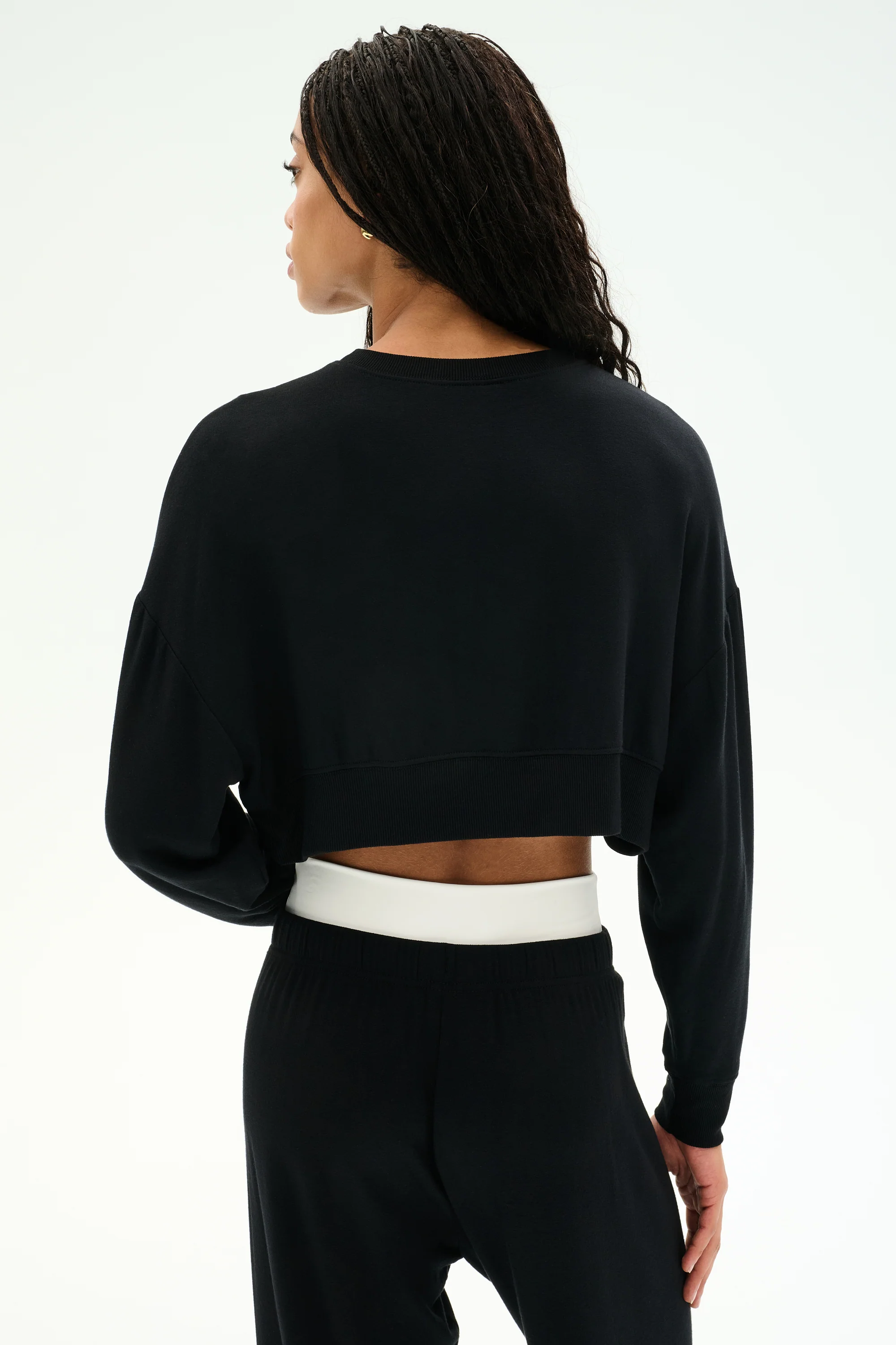 Noah Fleece Crop Sweatshirt - Black - Image 3