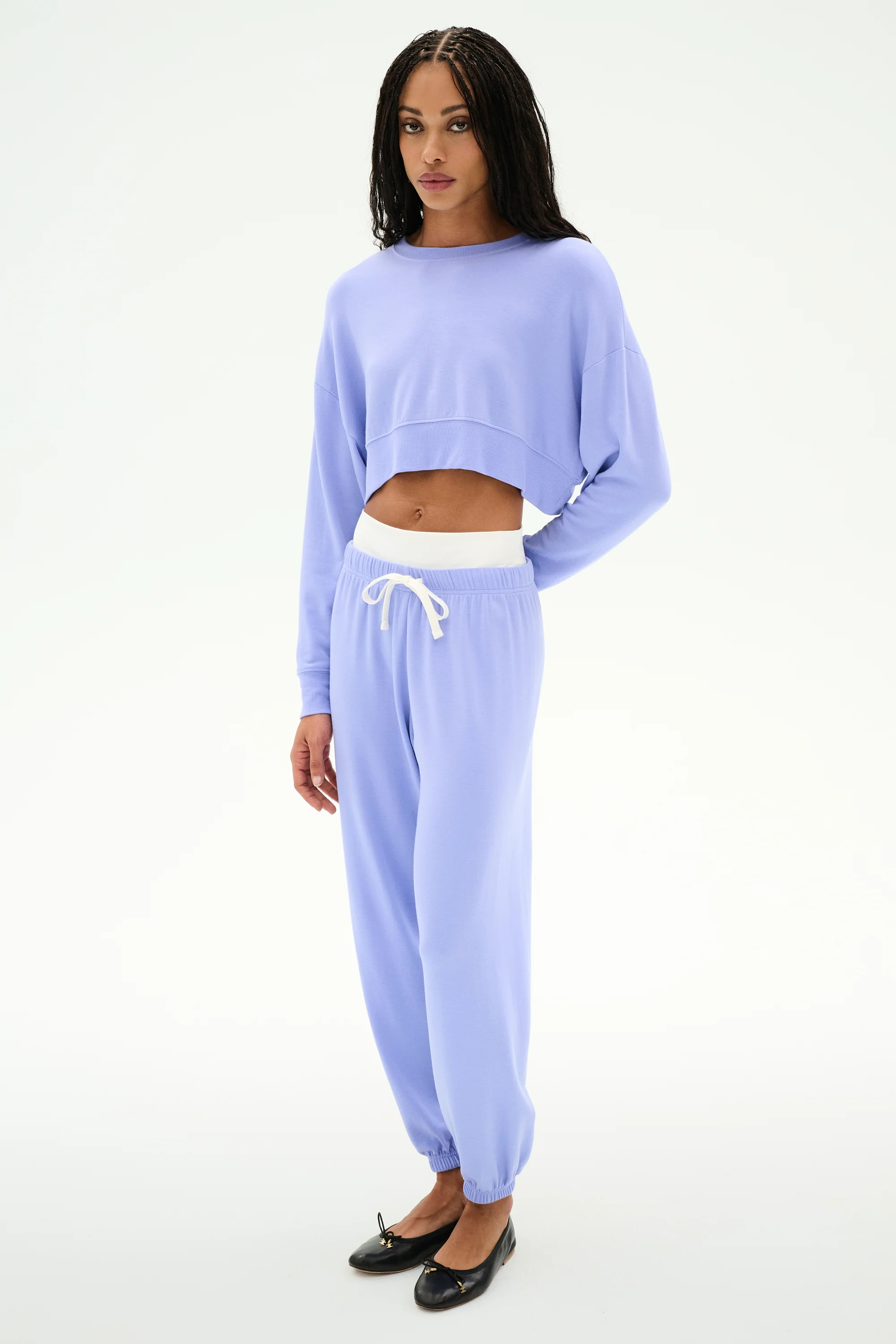 Noah Fleece Crop Sweatshirt - Purple Haze - Image 5