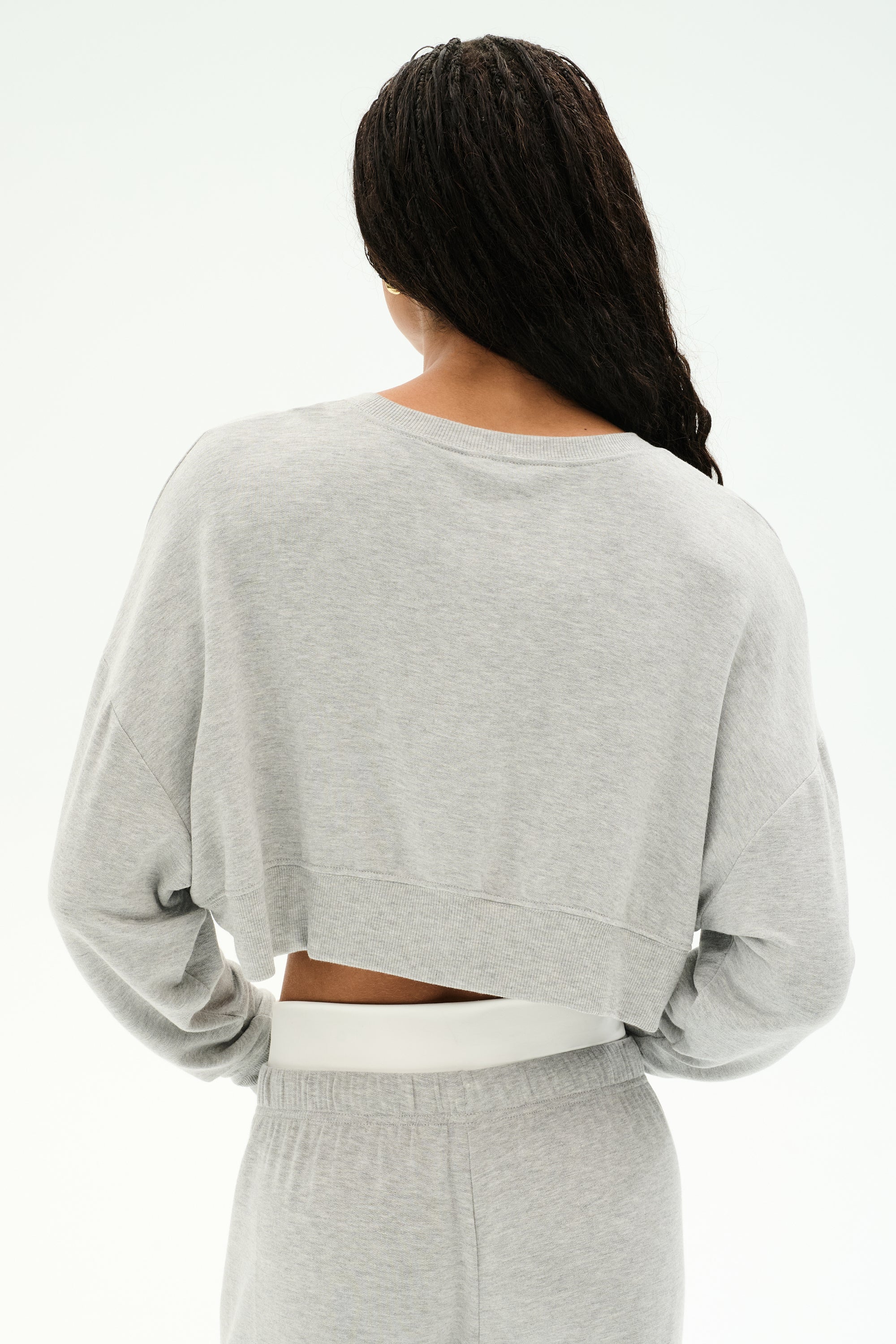 Noah Fleece Crop Sweatshirt - Heather Grey - Image 3