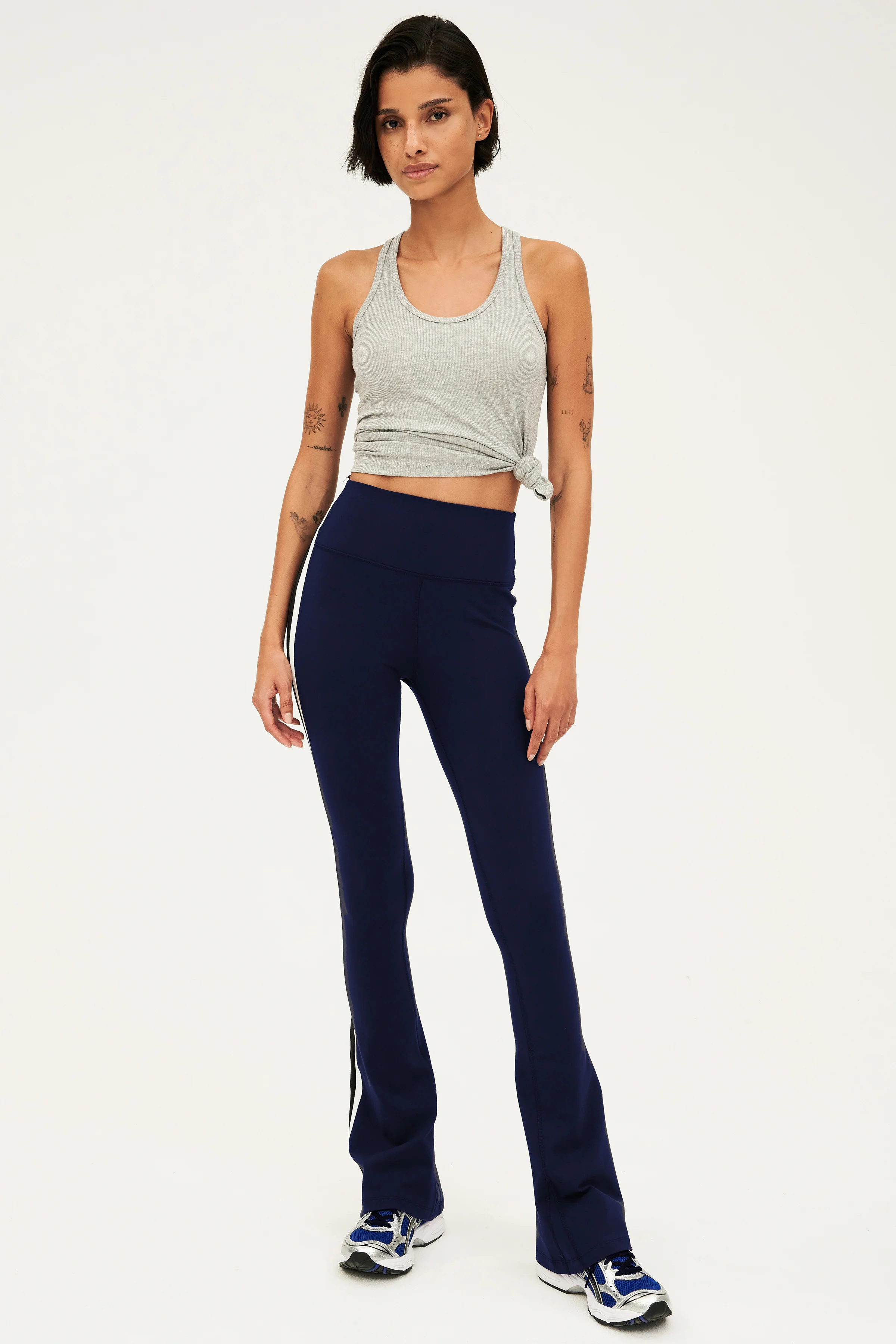 Raquel High Waist Flared Legging - Indigo/White/Black - Image 2