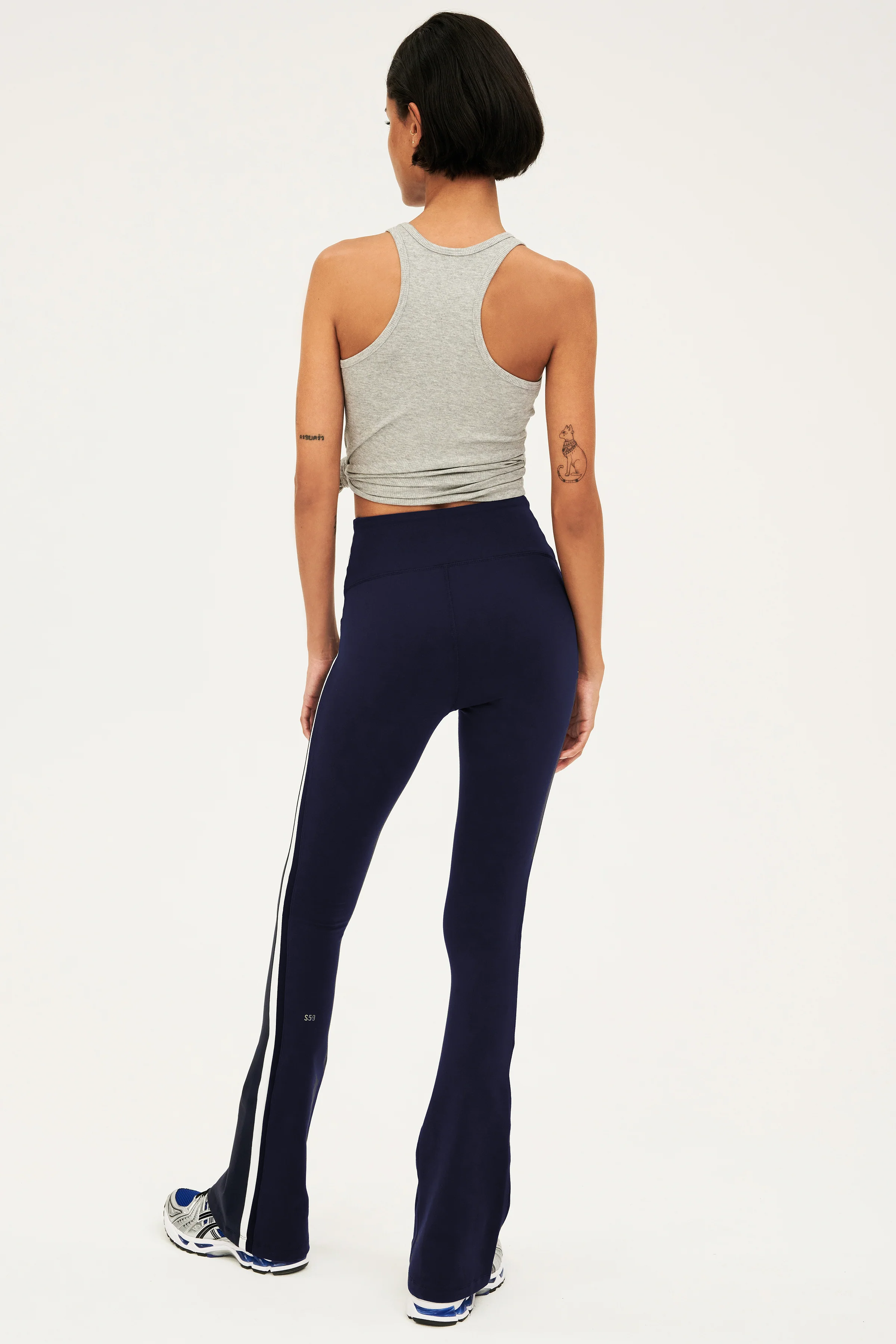 Raquel High Waist Flared Legging - Indigo/White/Black - Image 4