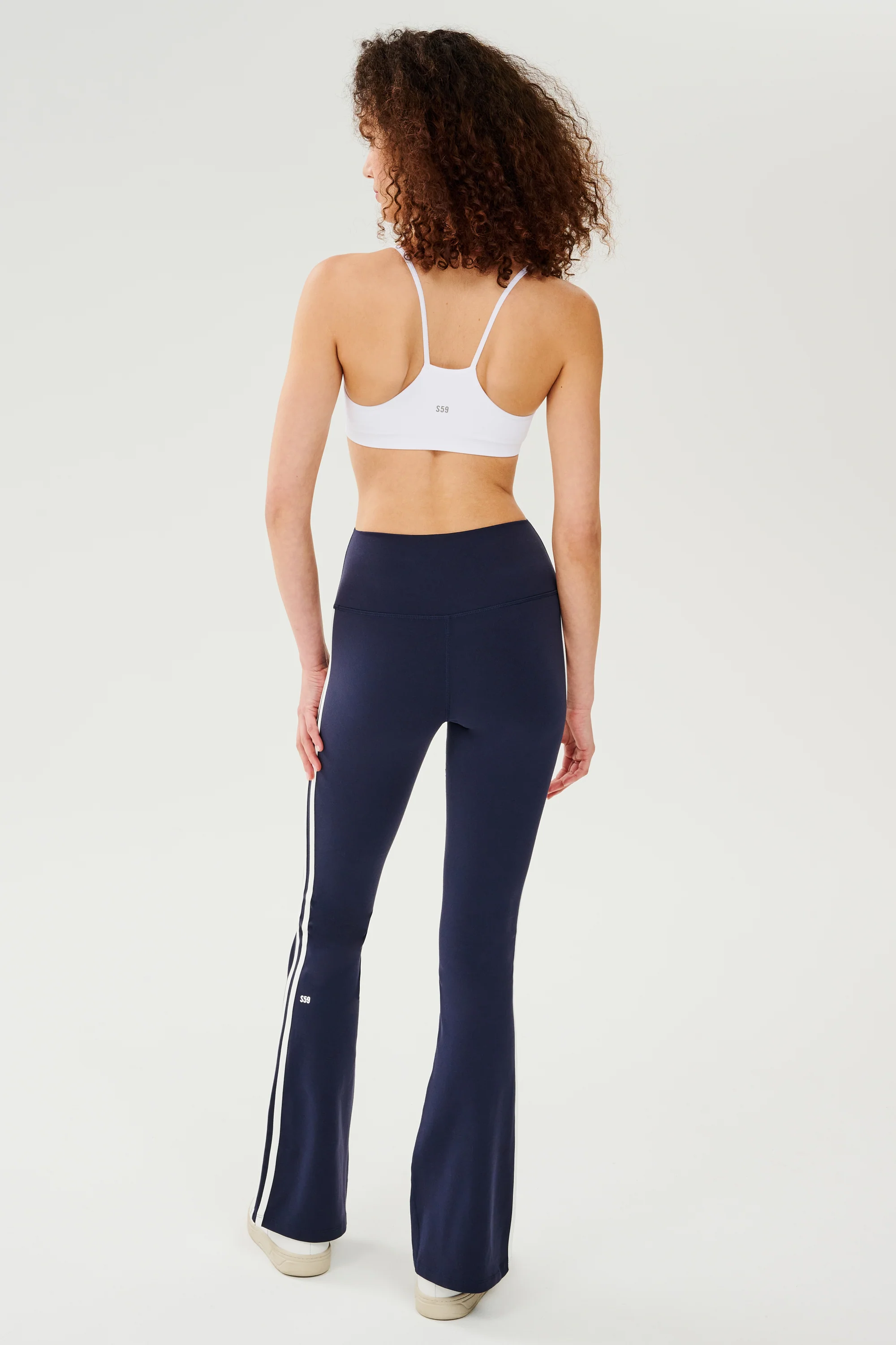 Raquel High Waist Flared Legging - Indigo/White - Image 6