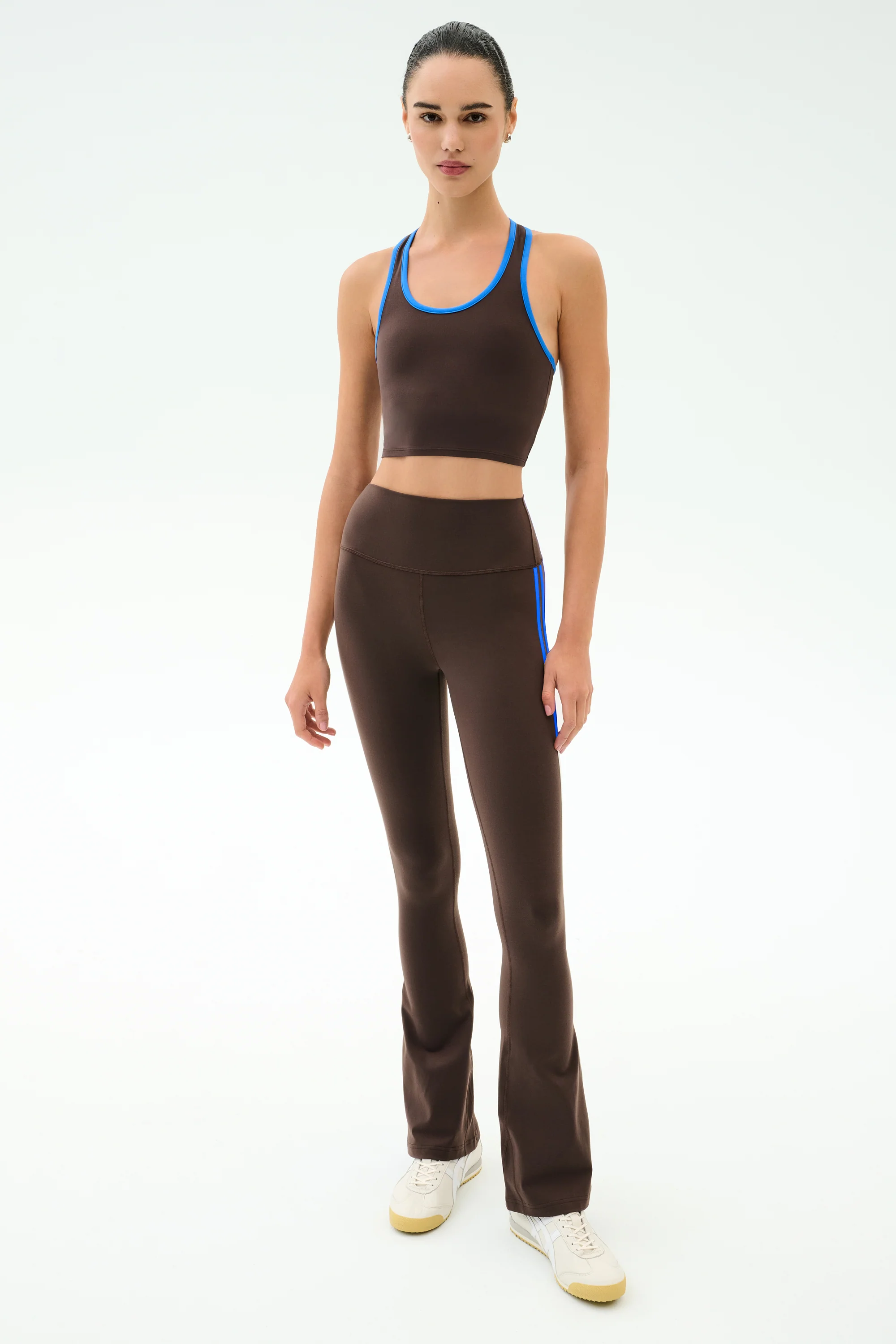 Raquel High Waist Supplex Flare - Dark Chocolate/Classic Blue - Image 4