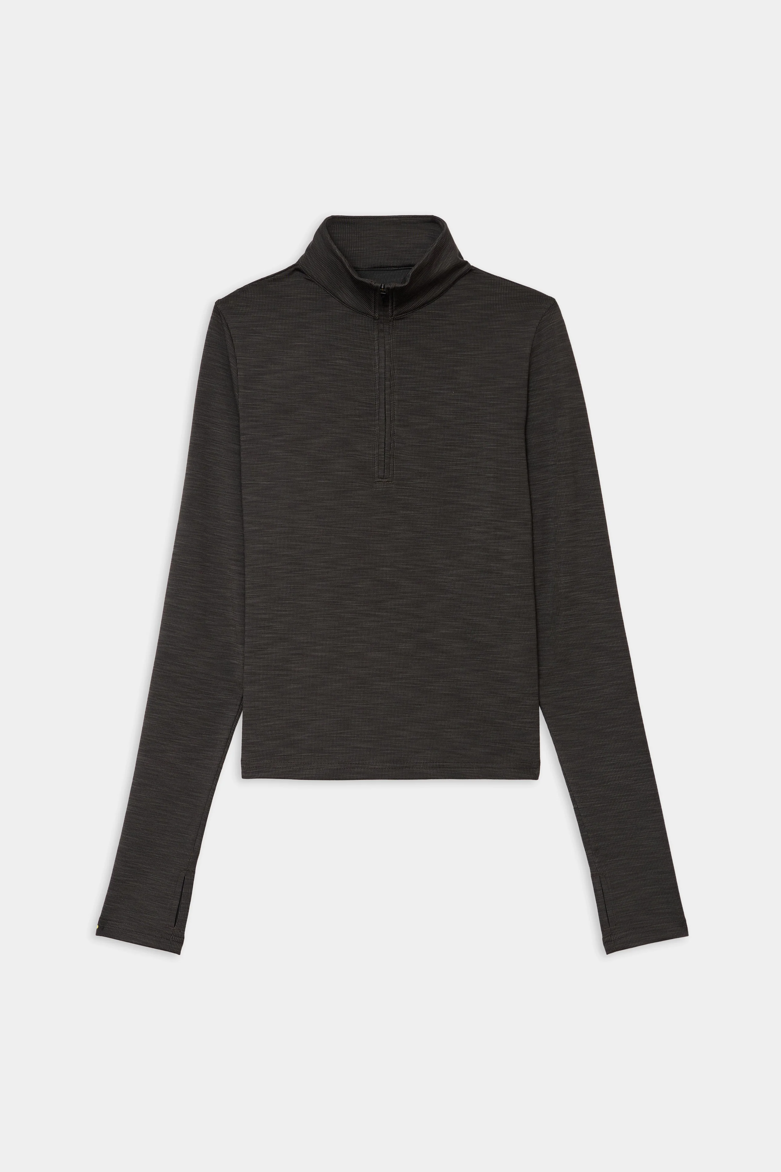 Stevie Active Rib Half Zip Waist Length - Heather Graphite - Image 7