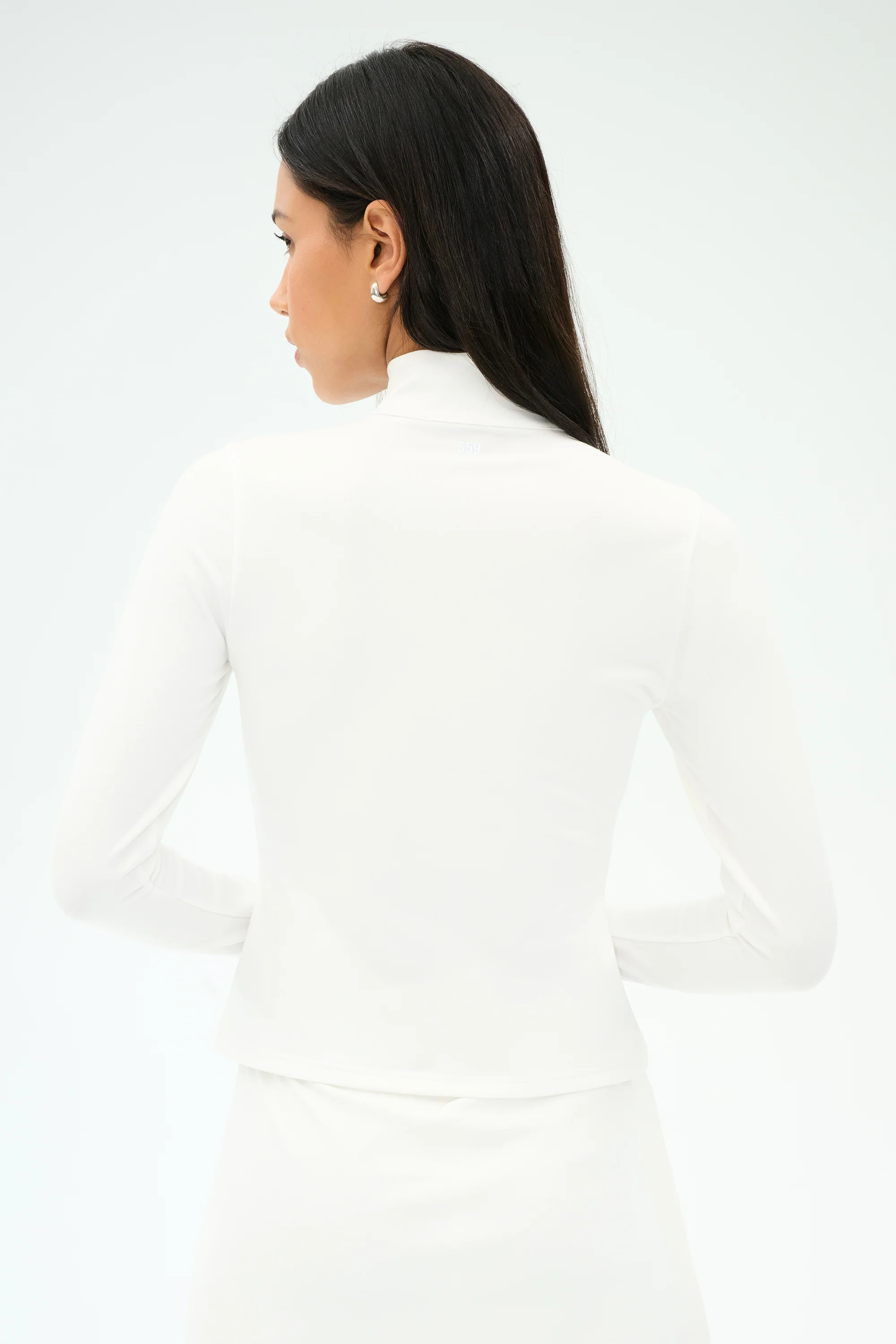 Stevie Active Rib Half Zip Waist Length - White - Image 3