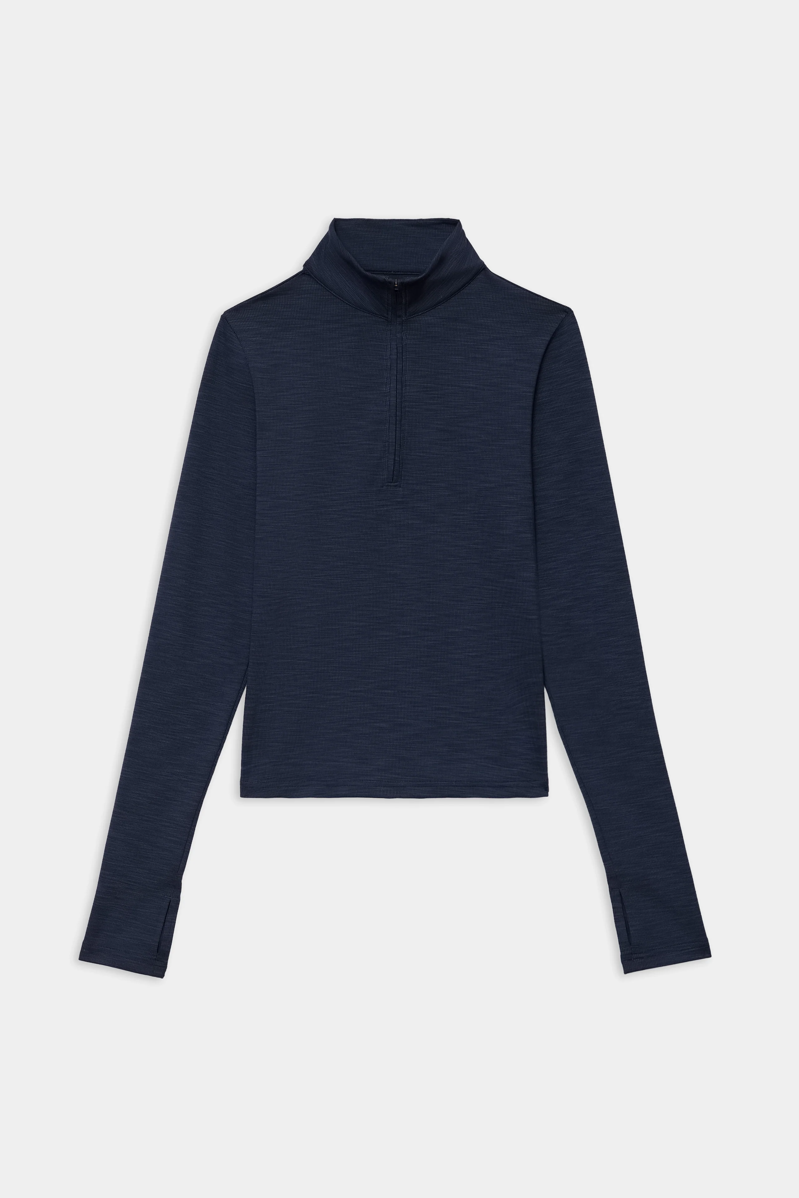 Stevie Active Rib Half Zip Waist Length - Heather Indigo - Image 7